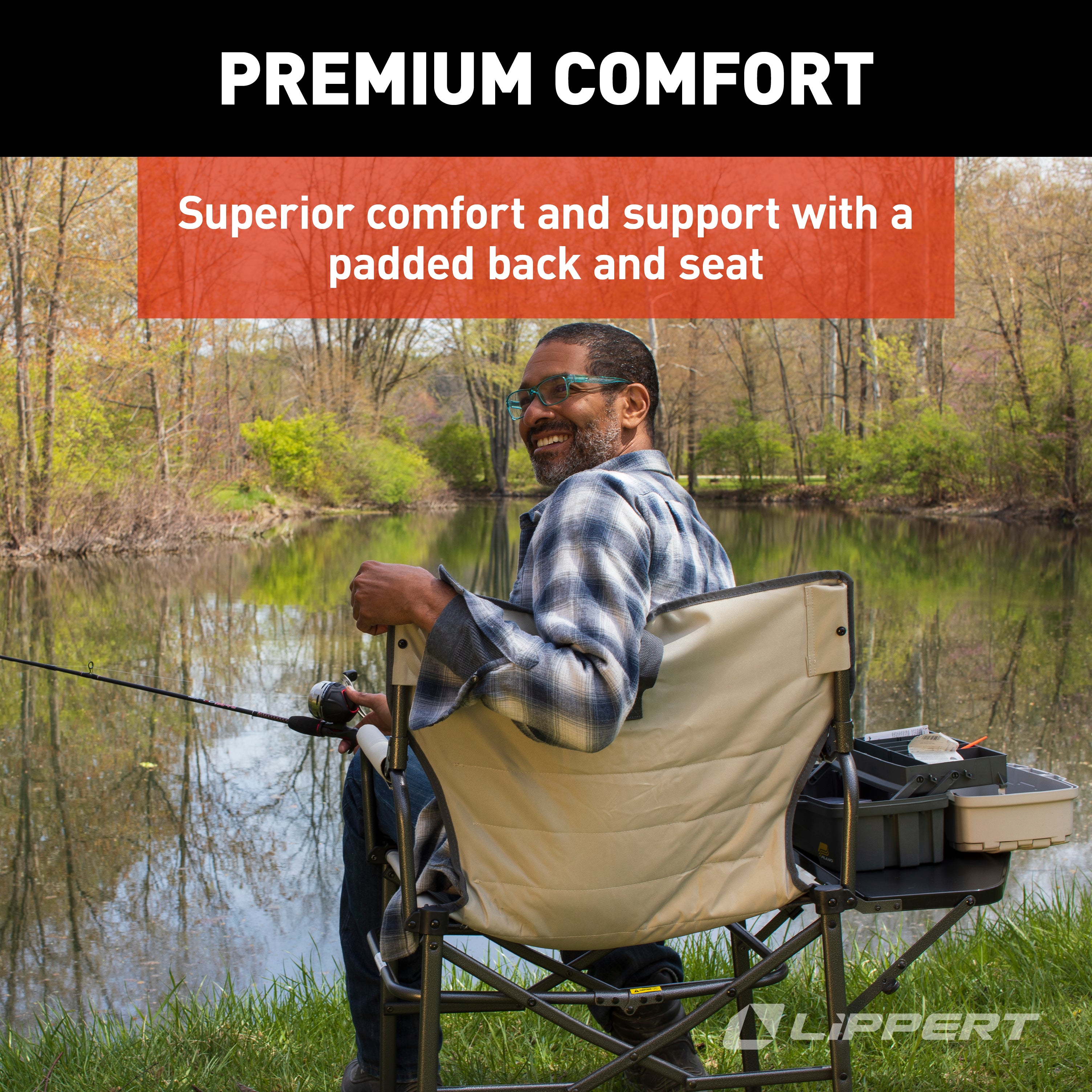 Lippert Scout Xl Director Chair With Side Table - Sand - Image 3