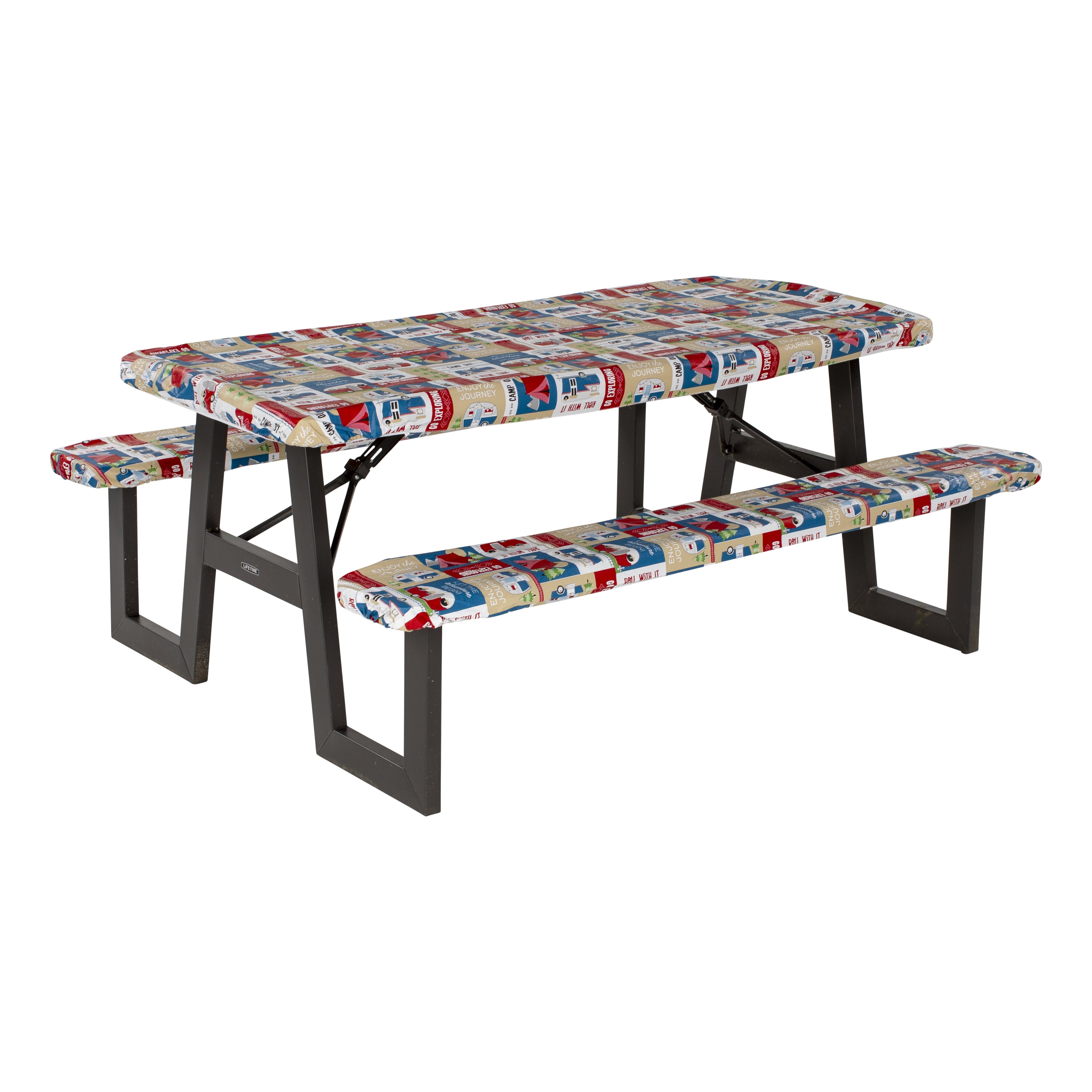 Lippert Vinyl Tablecloth With Bench Covers - Camping Patchwork #2022107835 - Image 2