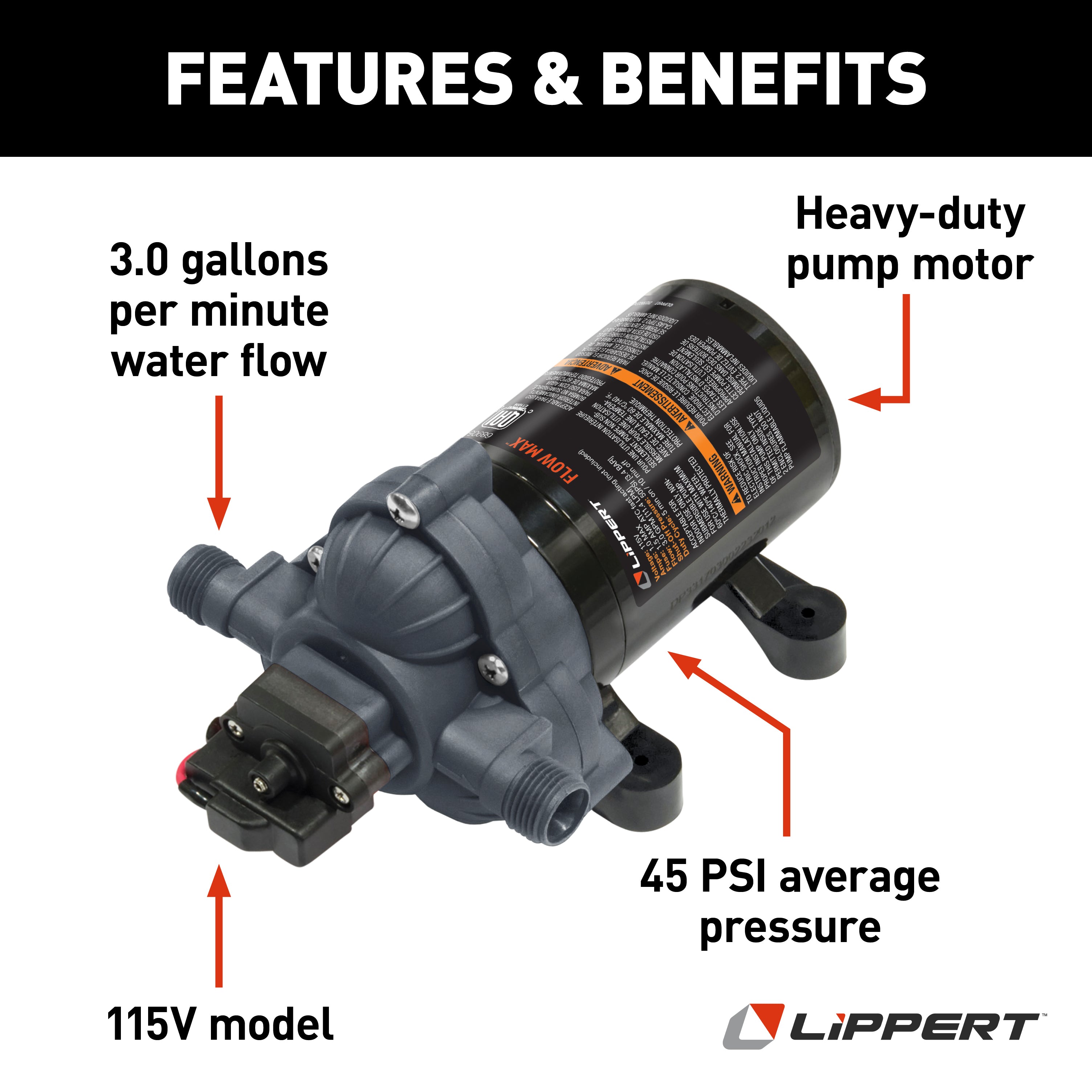 Lippert Flow Max Rv Water Pump - 115V - Image 4