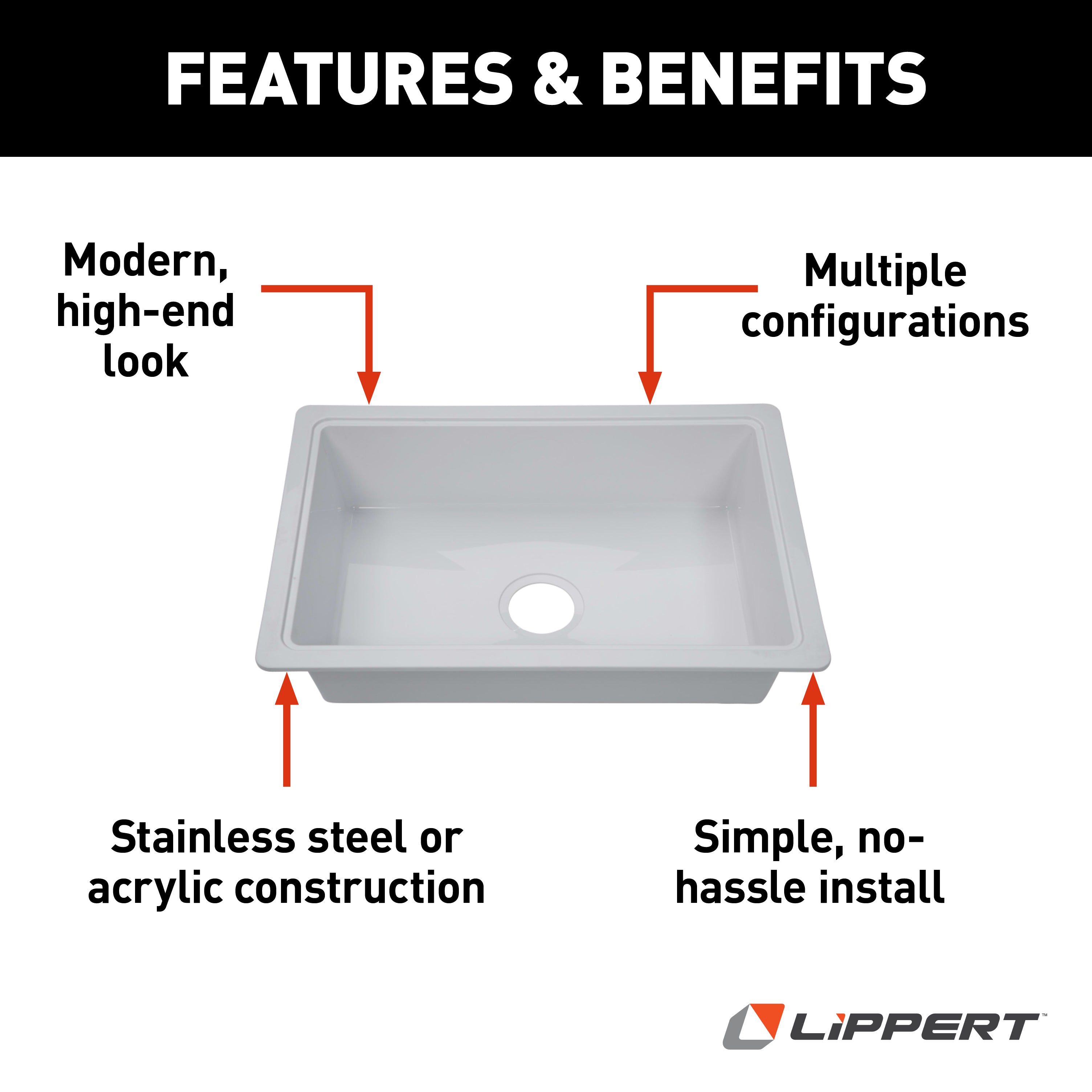 Lippert Rv Single Kitchen Galley Sink - 25" X 17" X 6.6" White Abs Plastic - Image 7