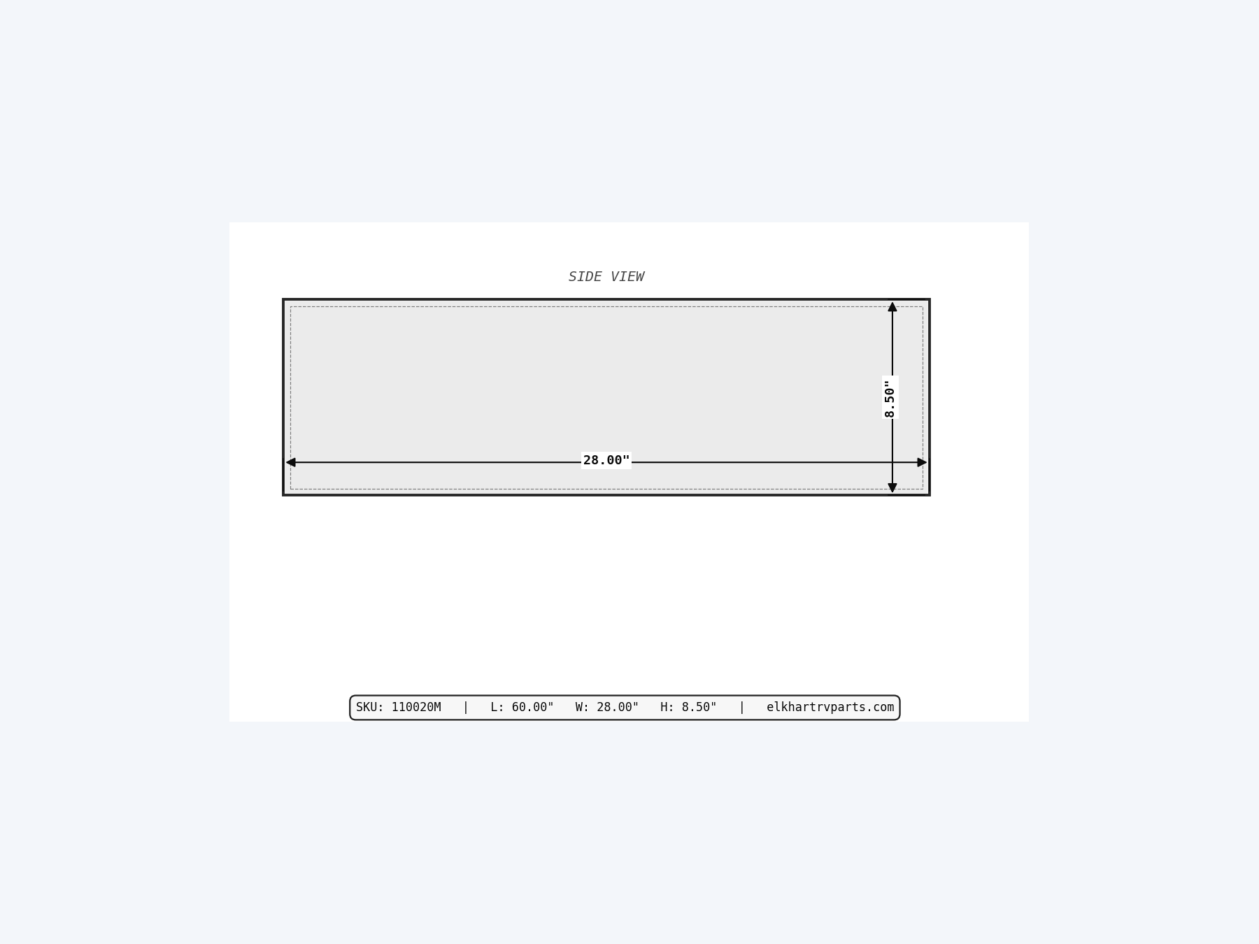 MAKS Fresh Water Tank 60 X 28 X 8.5 - 40 Gallons - End Center Low Point Drain - Molded Tank top