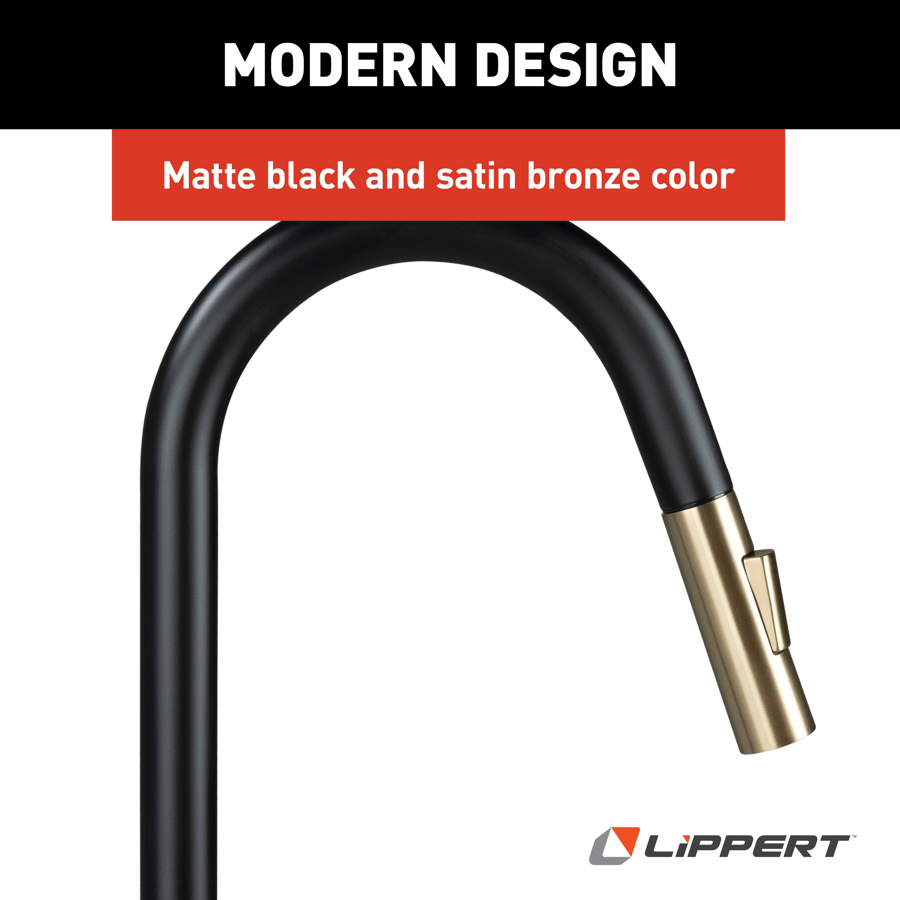 Lippert - Flow Max Bullet Pull-Down Kitchen Faucet - Black Matte / Satin Bronze #2024000071 - Image 4