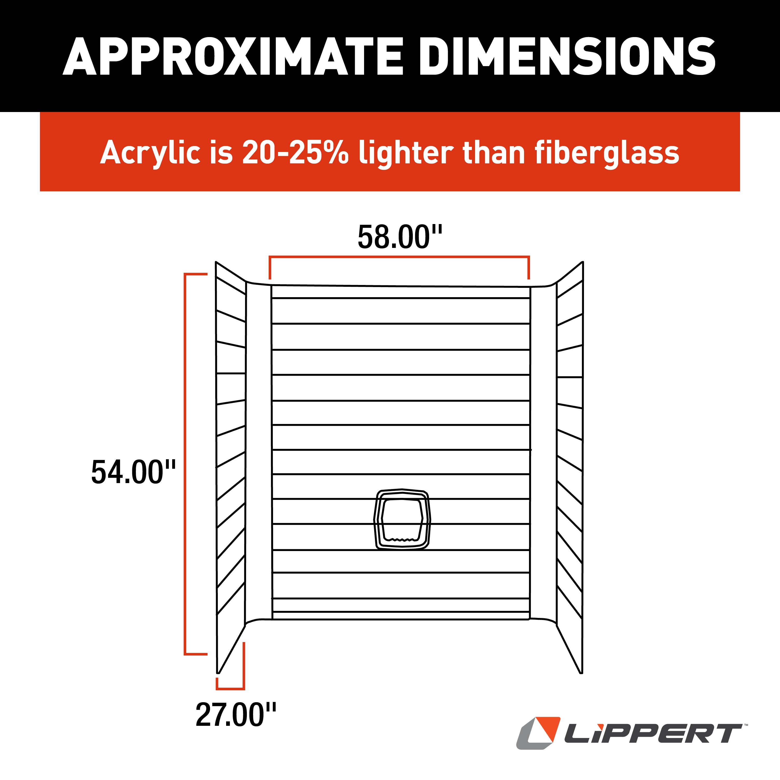 Lippert - Bathtub Wall Surround; 27" X 54" X 57" (White) - Image 4