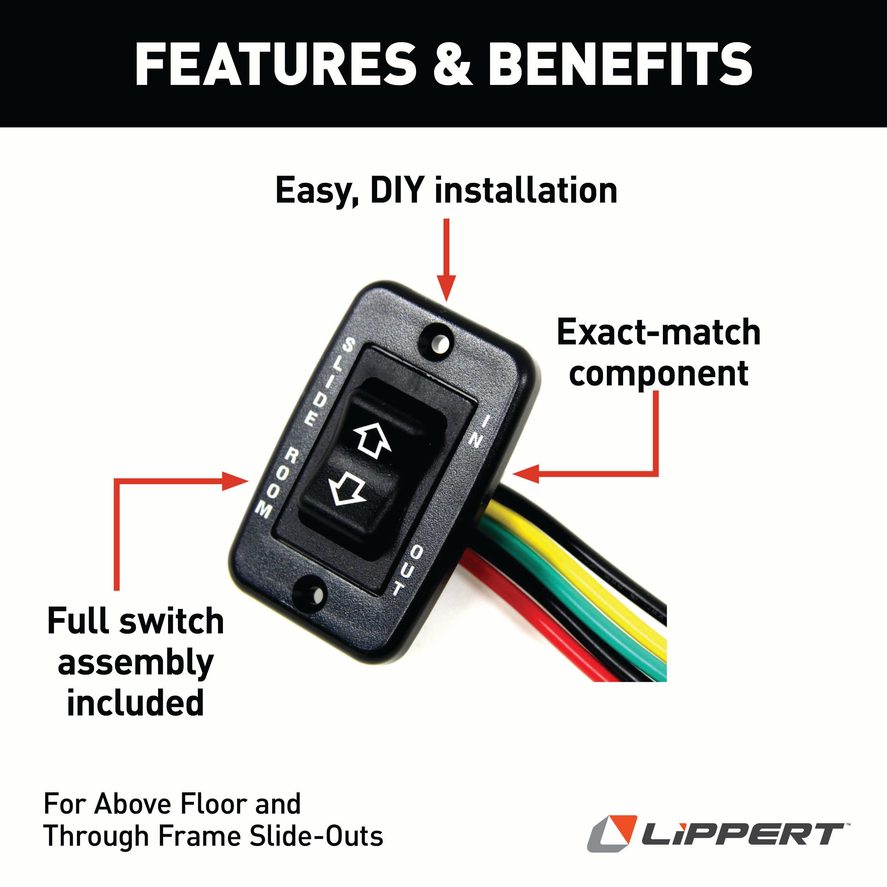 Lippert Rv Slide-Out Electric Switch Assembly - Black #117460 - Image 2