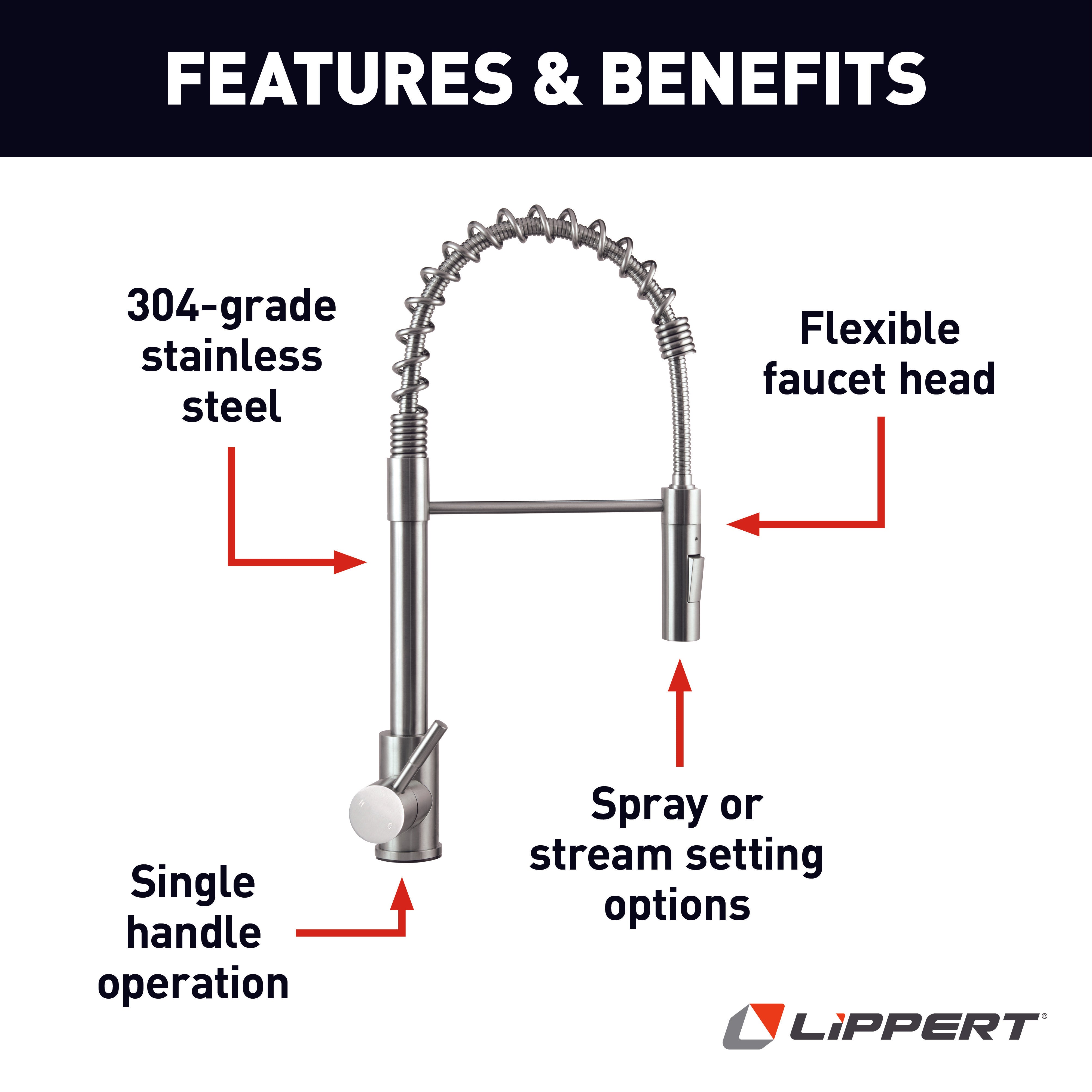 Lippert Flow Max Coiled Kitchen Faucet - Stainless Steel #719323 - Image 3