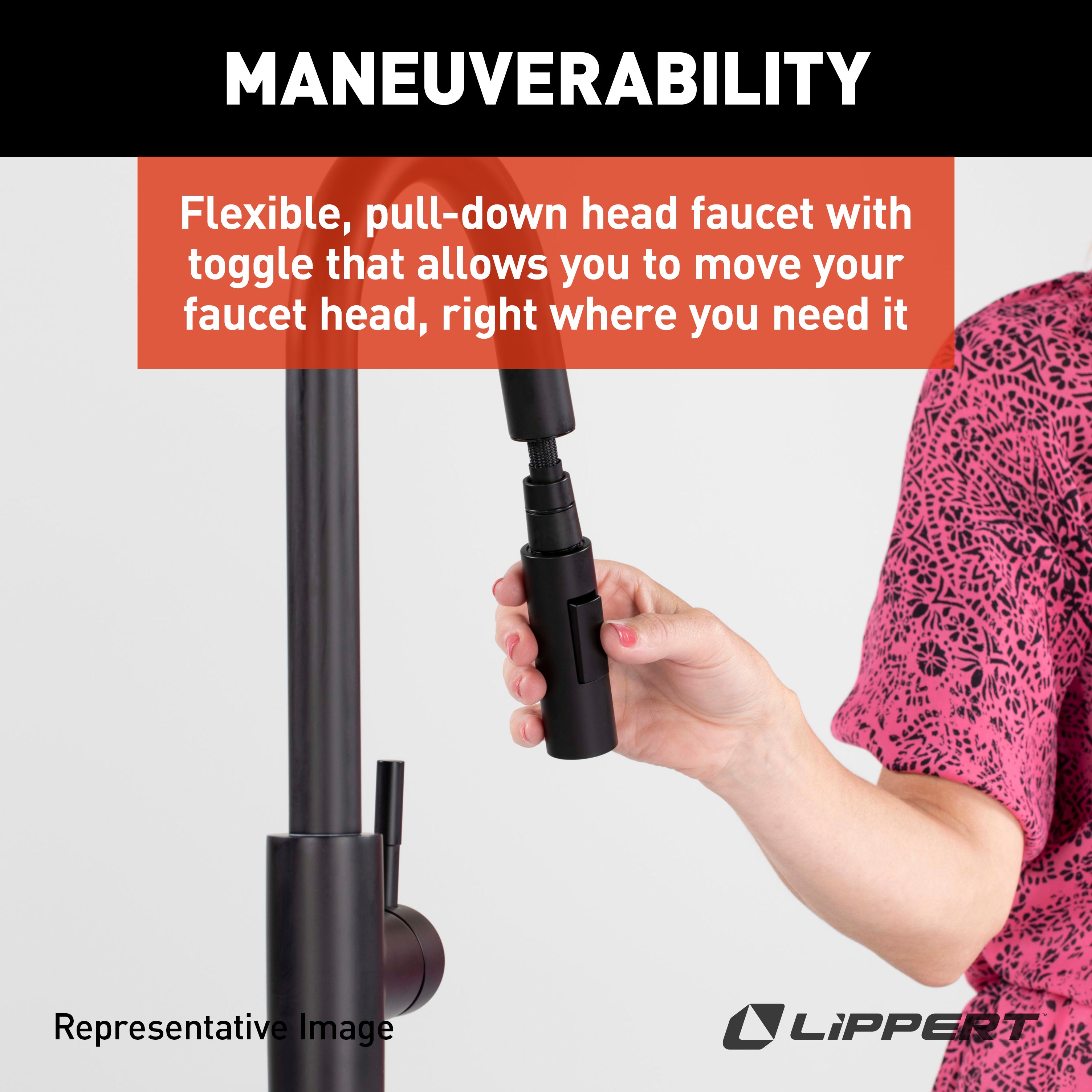 Lippert Flow Max Bullet Pull-Down Kitchen Faucet - Black Matte - Image 5