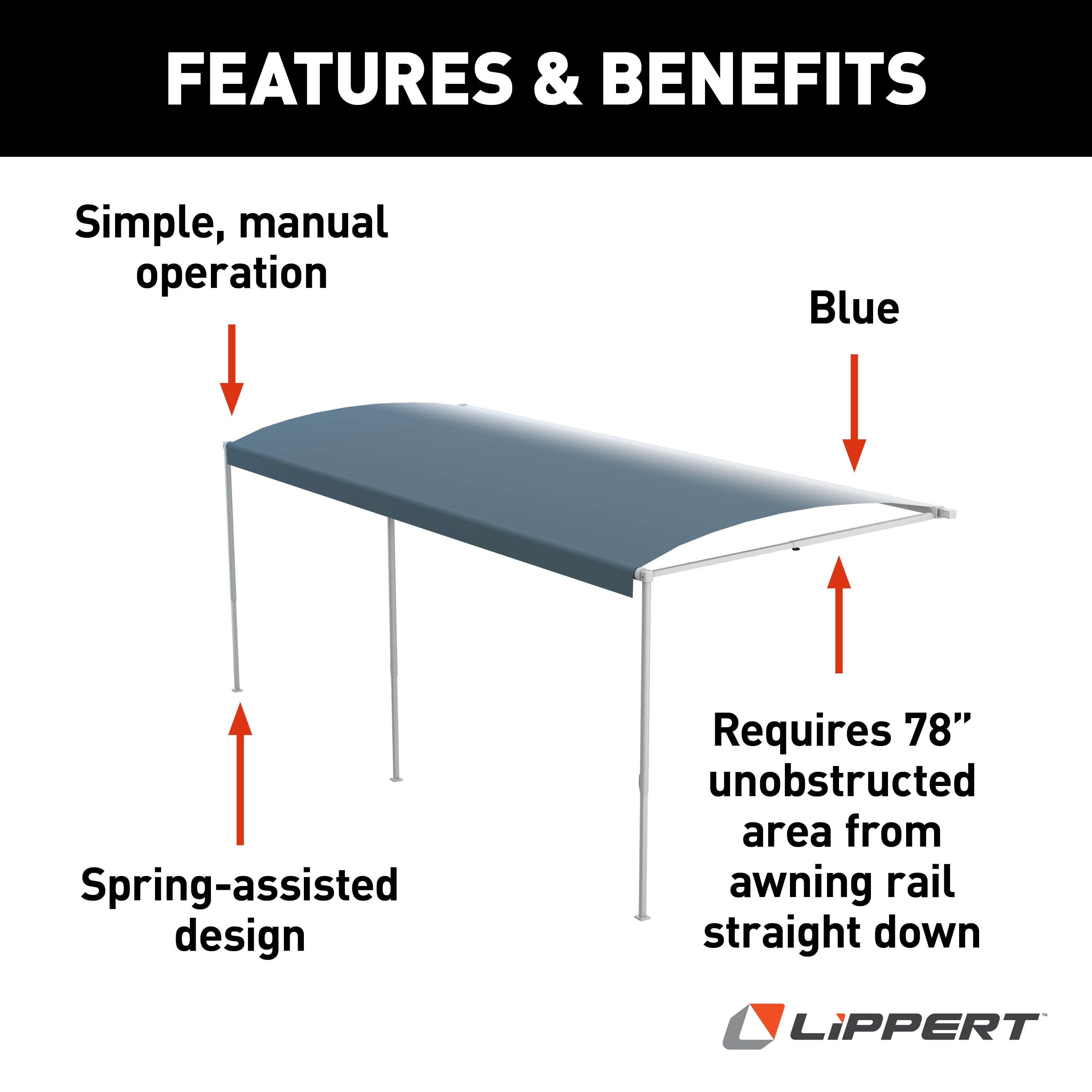 Solera 17' 1000Xl Series Awning Roller Assembly - Blue Fade (Black Shield) #V000335397 - Image 2