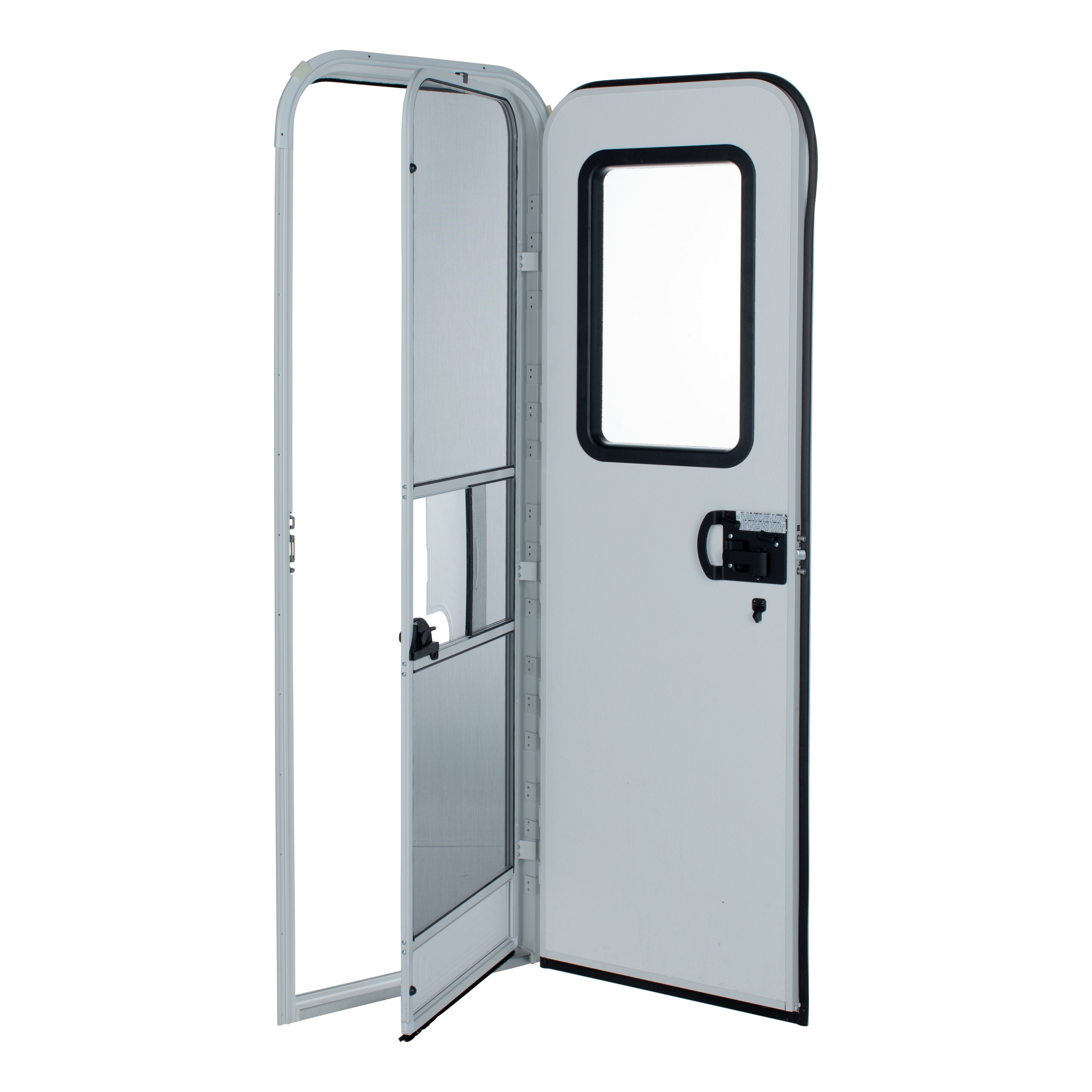 Lippert - Right Hinge Motorized Motor Home Radius Entry Door With Screen Door - 26" X 72" (Polar White) - Image 2