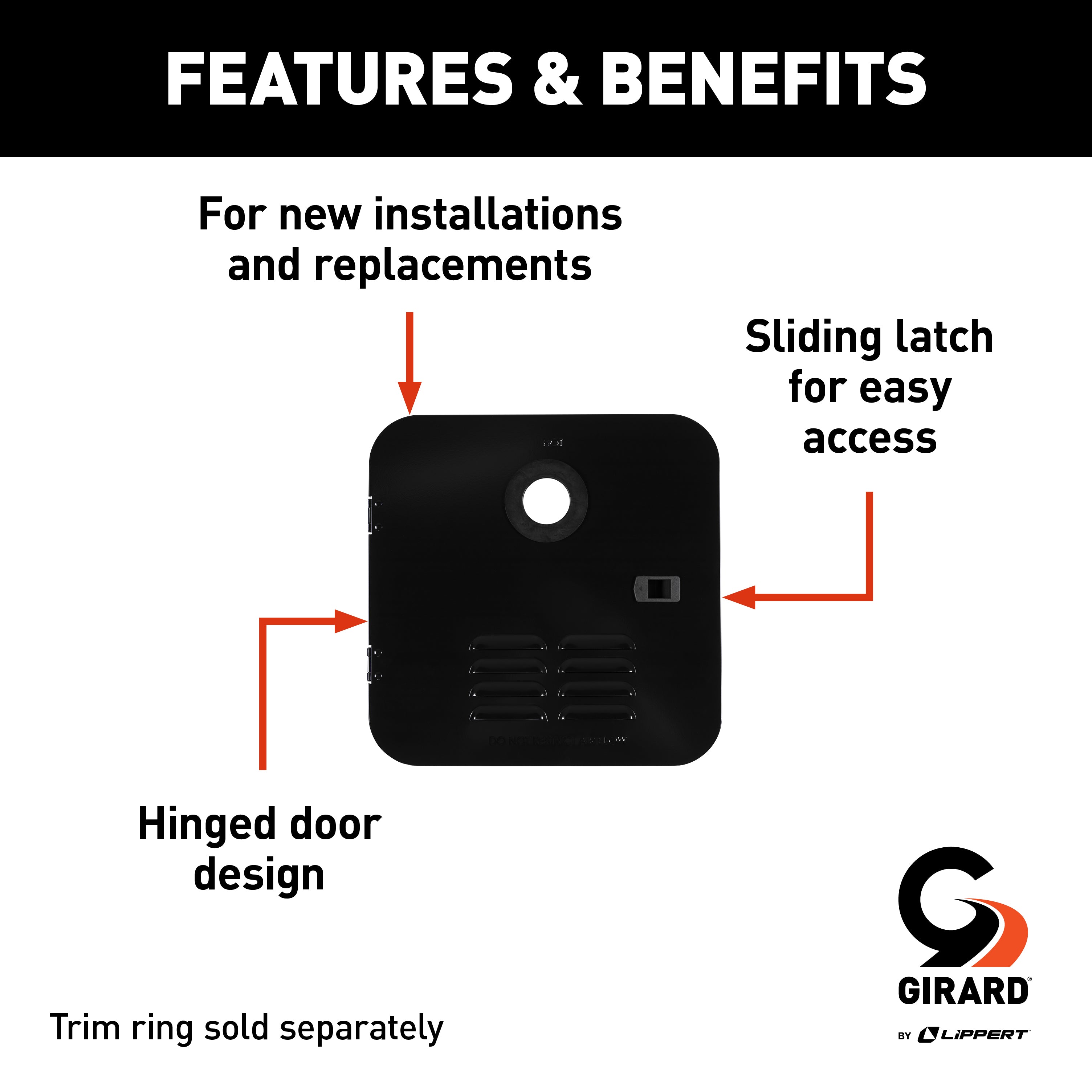 Girard Rv Water Heater Door Installation Kit - 6 Gallon (Suburban), Black #2Gwhdb - Image 3