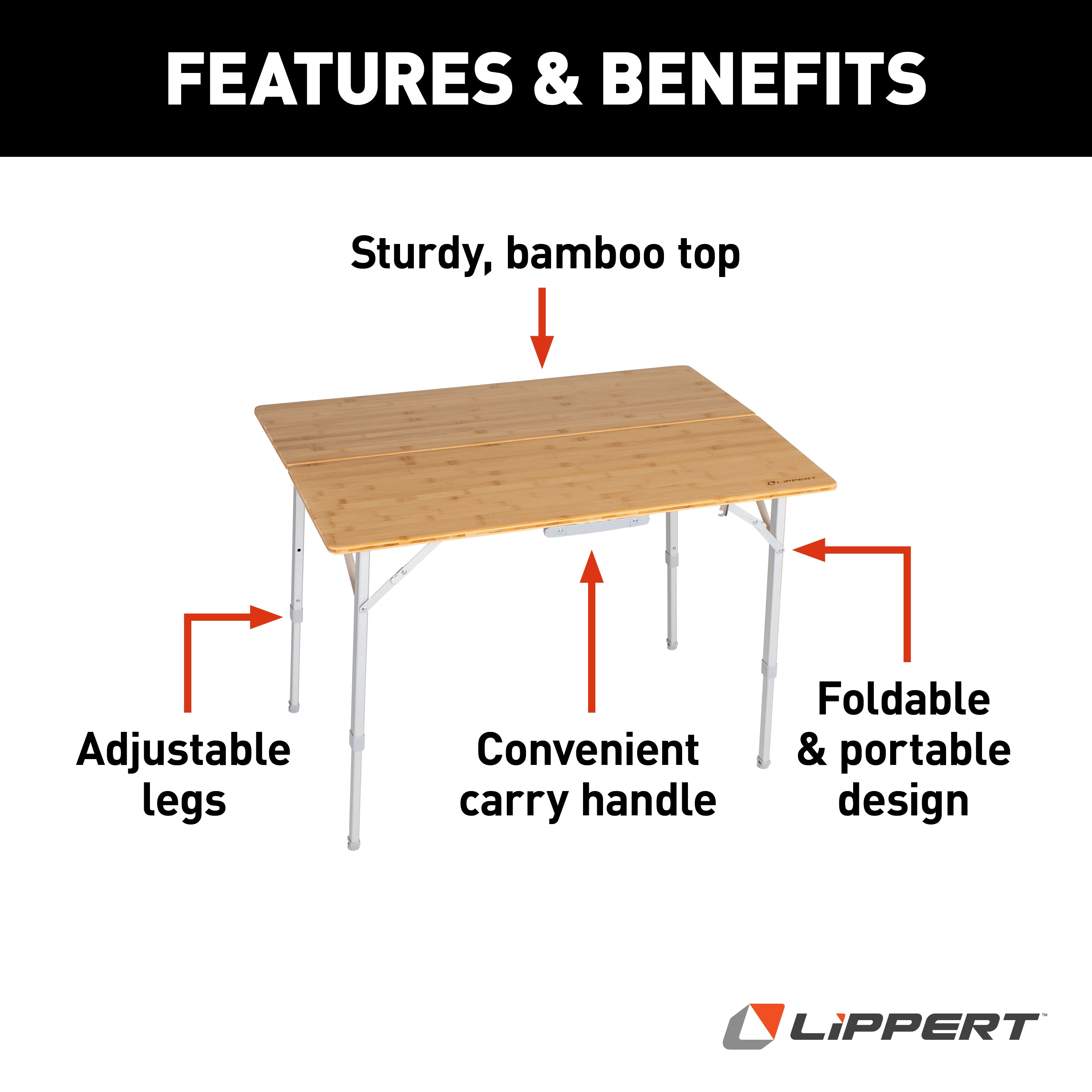 Lippert - Bi-Fold Bamboo Adjustable Table - Image 3