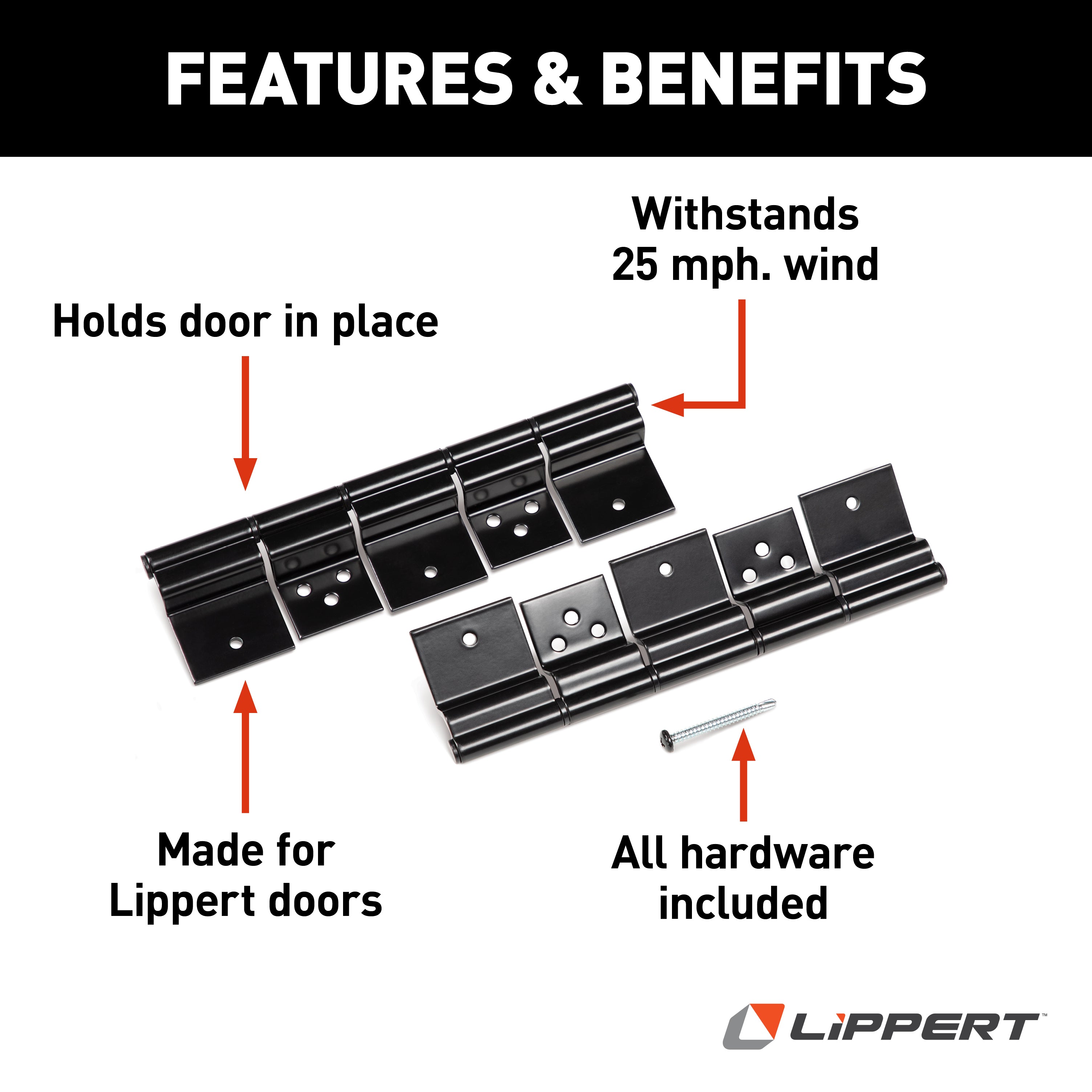 Lippert Friction Hinge Kit For Rv Entry Doors - Black - Image 2
