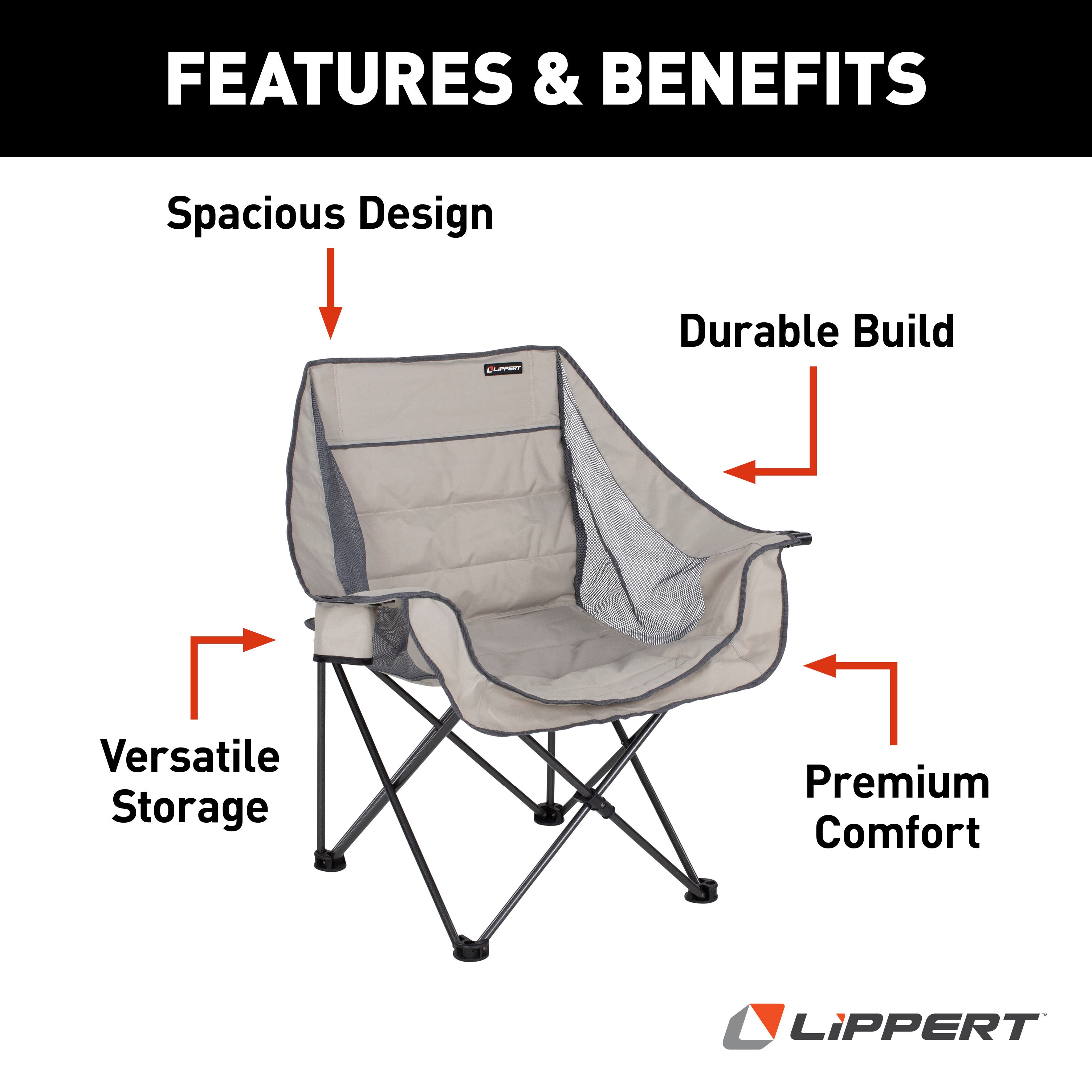 Lippert Campfire Folding Chair - Sand - Image 3