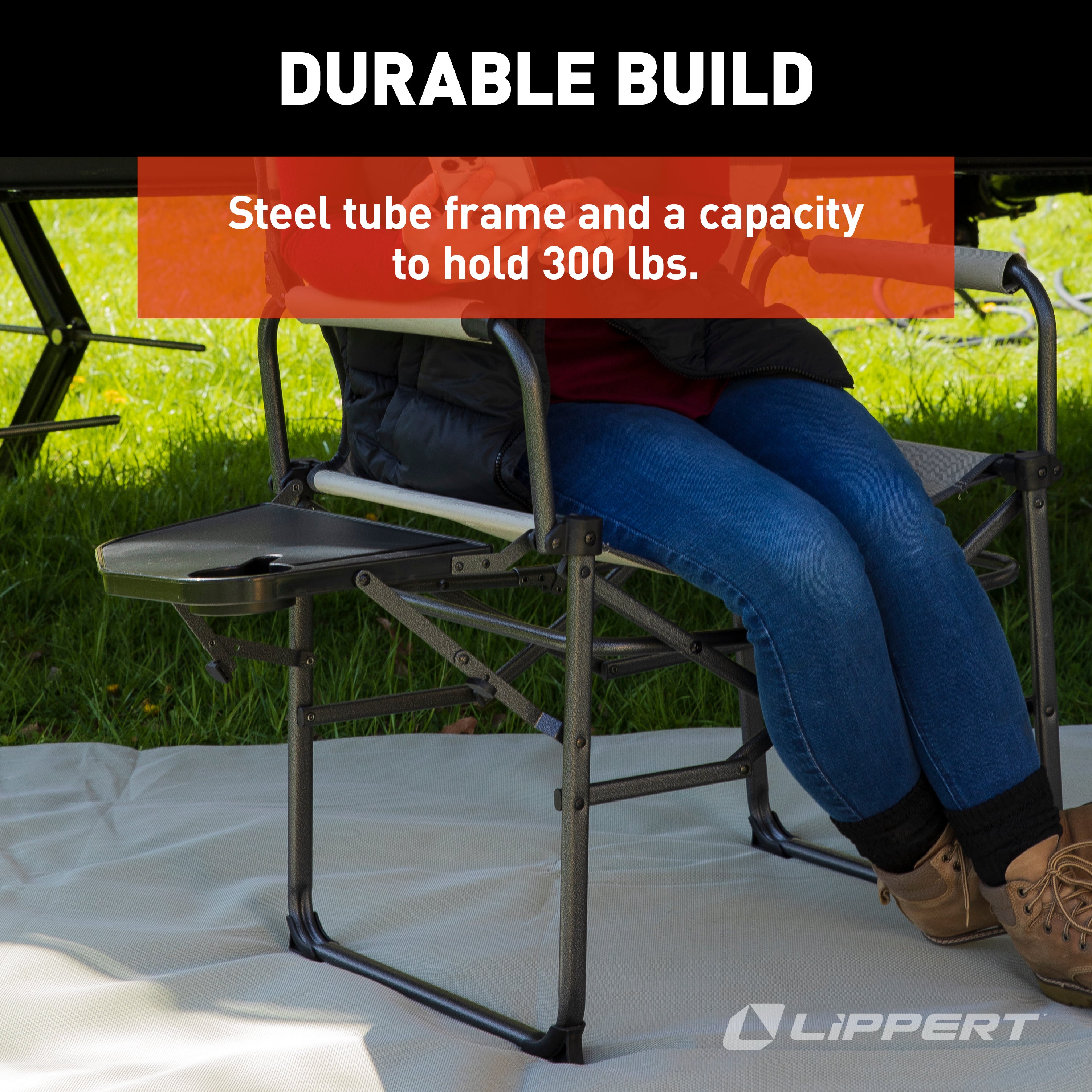 Lippert Scout Xl Director Chair With Side Table - Sand - Image 5