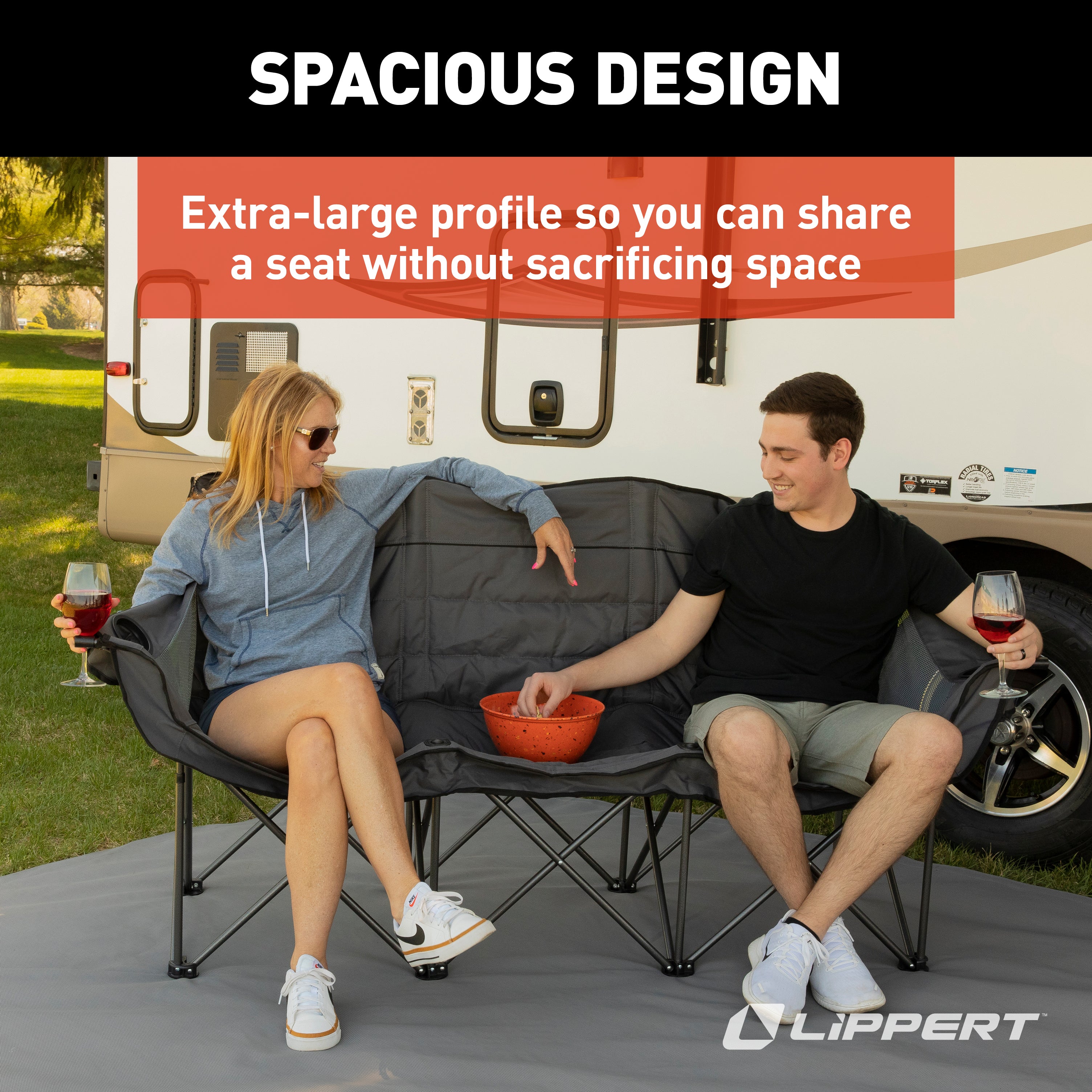 Lippert Campfire Folding Couch - Dark Grey - Image 4