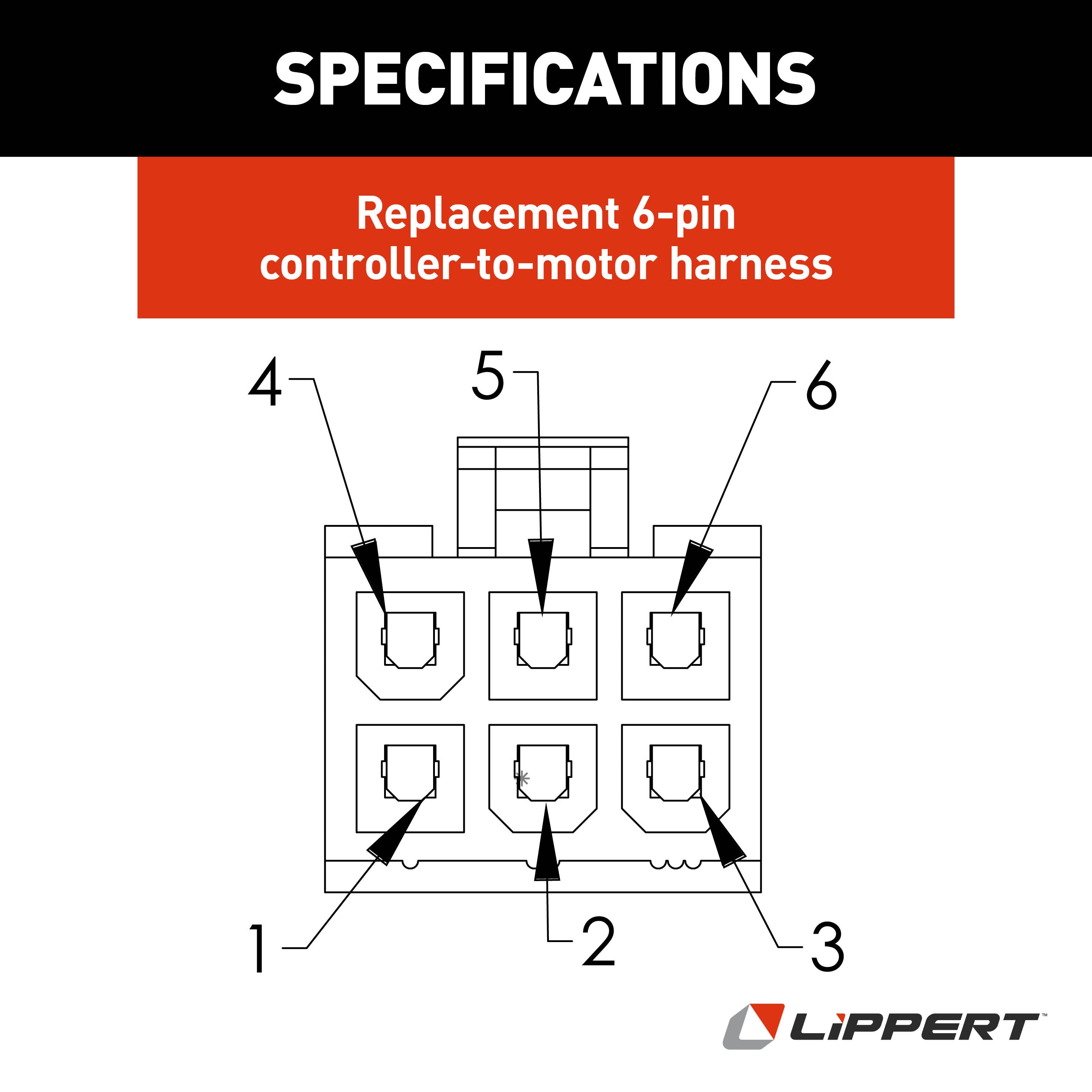Lippert Replacement In-Wall Rv Slide-Out 6-Pin Controller-To-Motor Harness - 35' Male-To-Female #238992 - Image 3