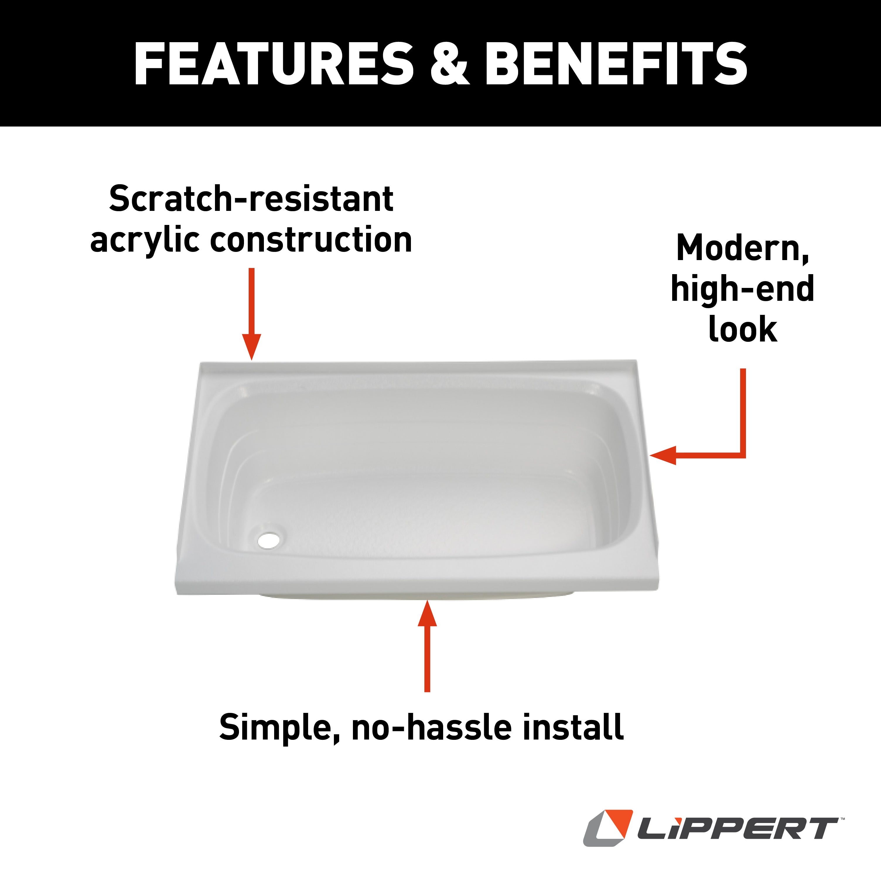 Lippert Bathtub With Left Drain - 24" X 36", White #W2436Lhspk - Image 6