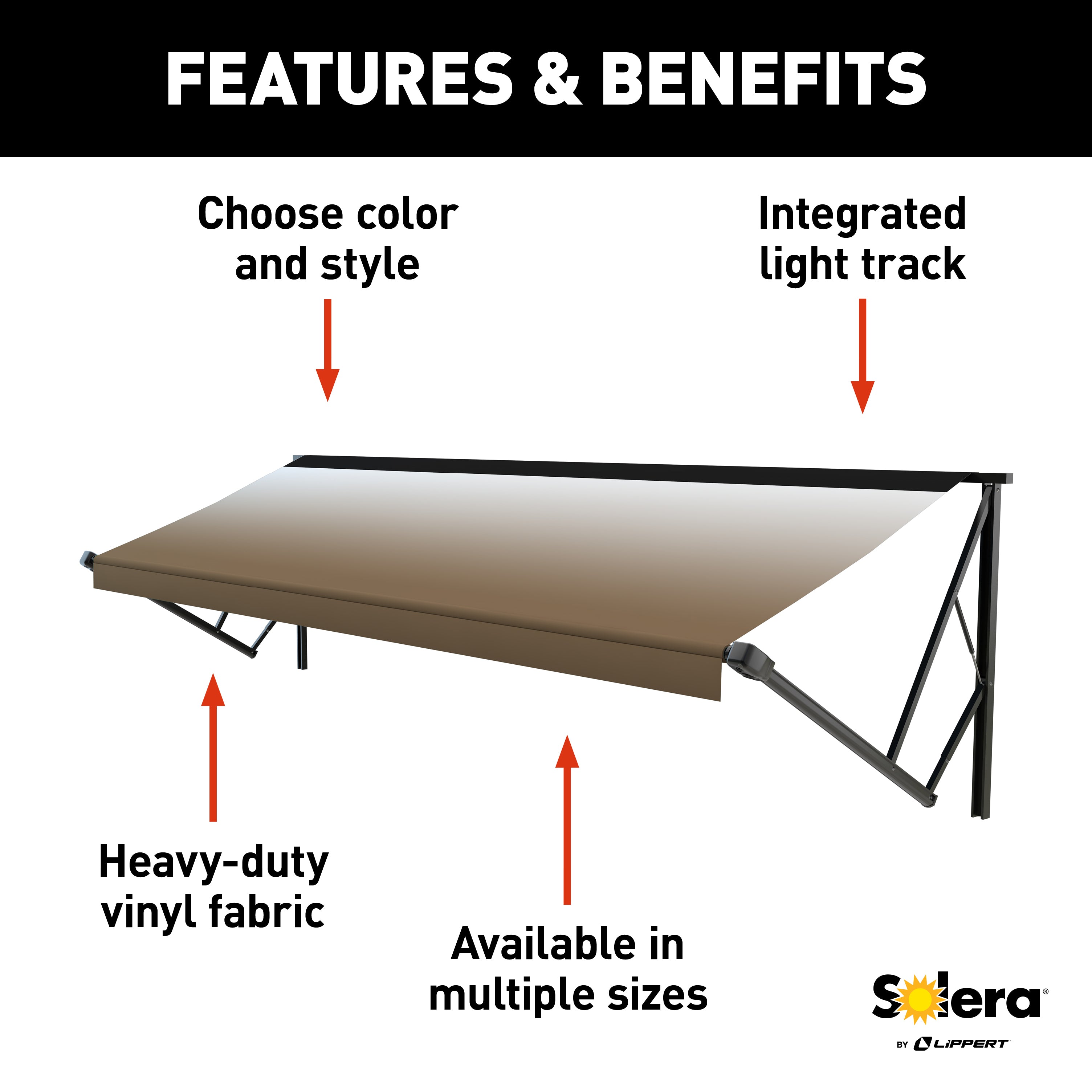 Solera 14' Power & Hybrid Awning Roller Assembly - Sand Fade (Black When Closed) #V000223161 - Image 2