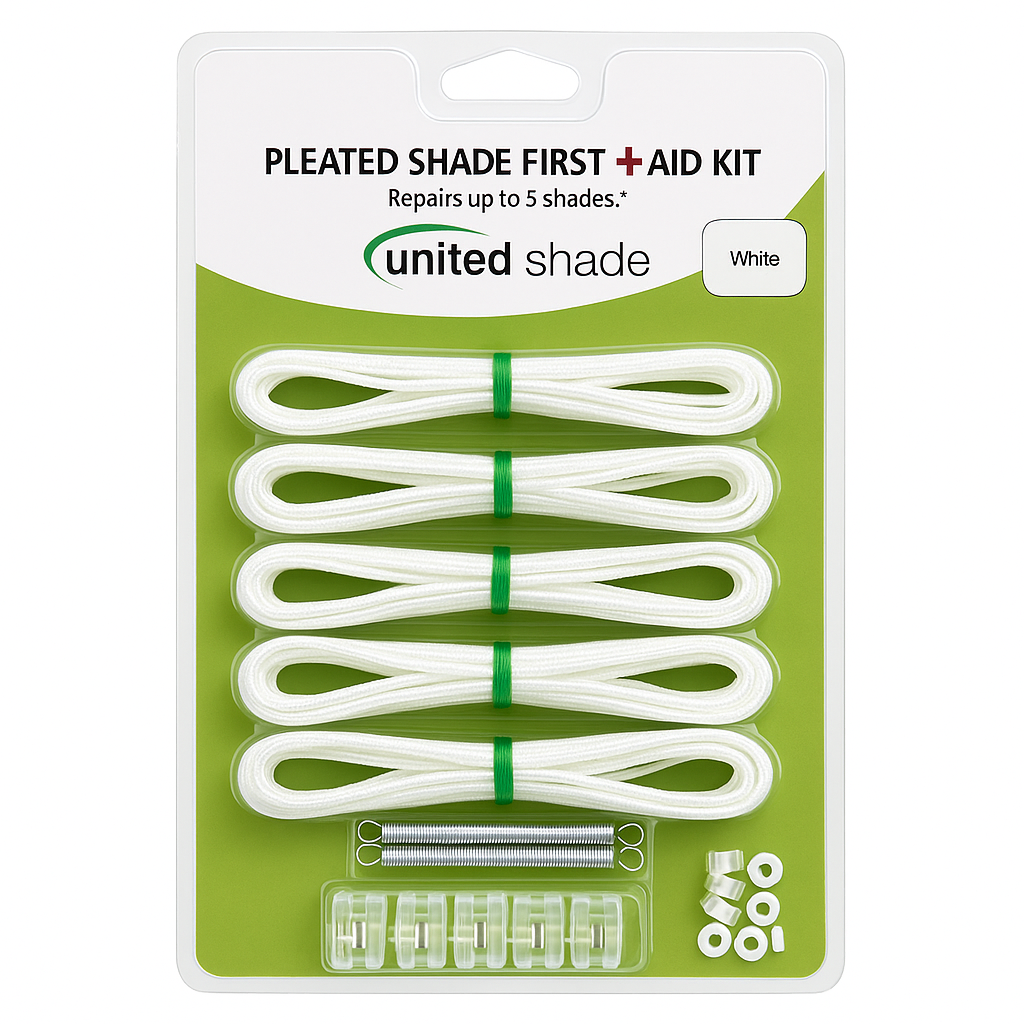 United Shade restring kit white for pleated shades part 650000 front view