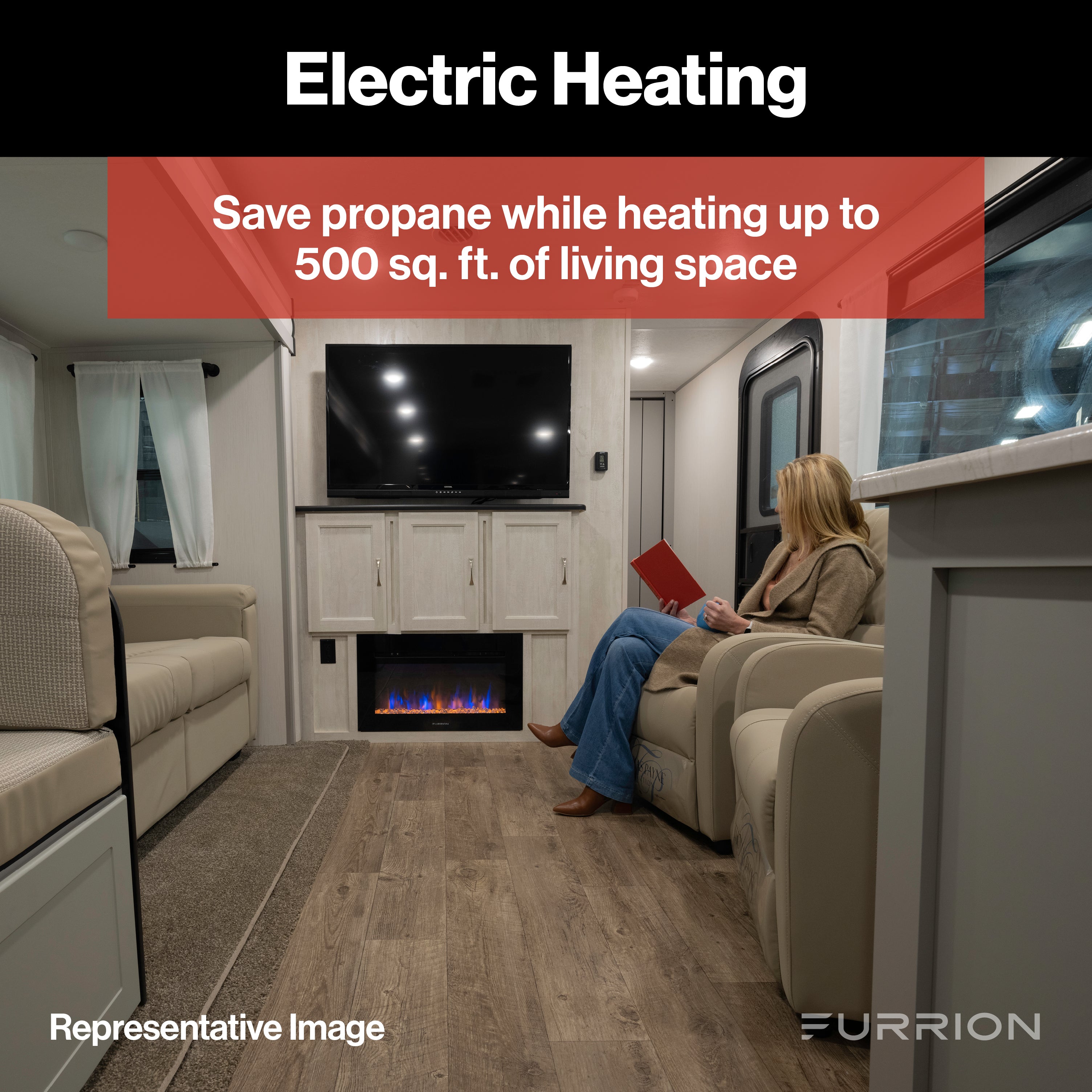 Furrion Built-In Electric Rv Fireplace - Wood Platform, 30" #Ff30Sw15A-Bl - Image 5