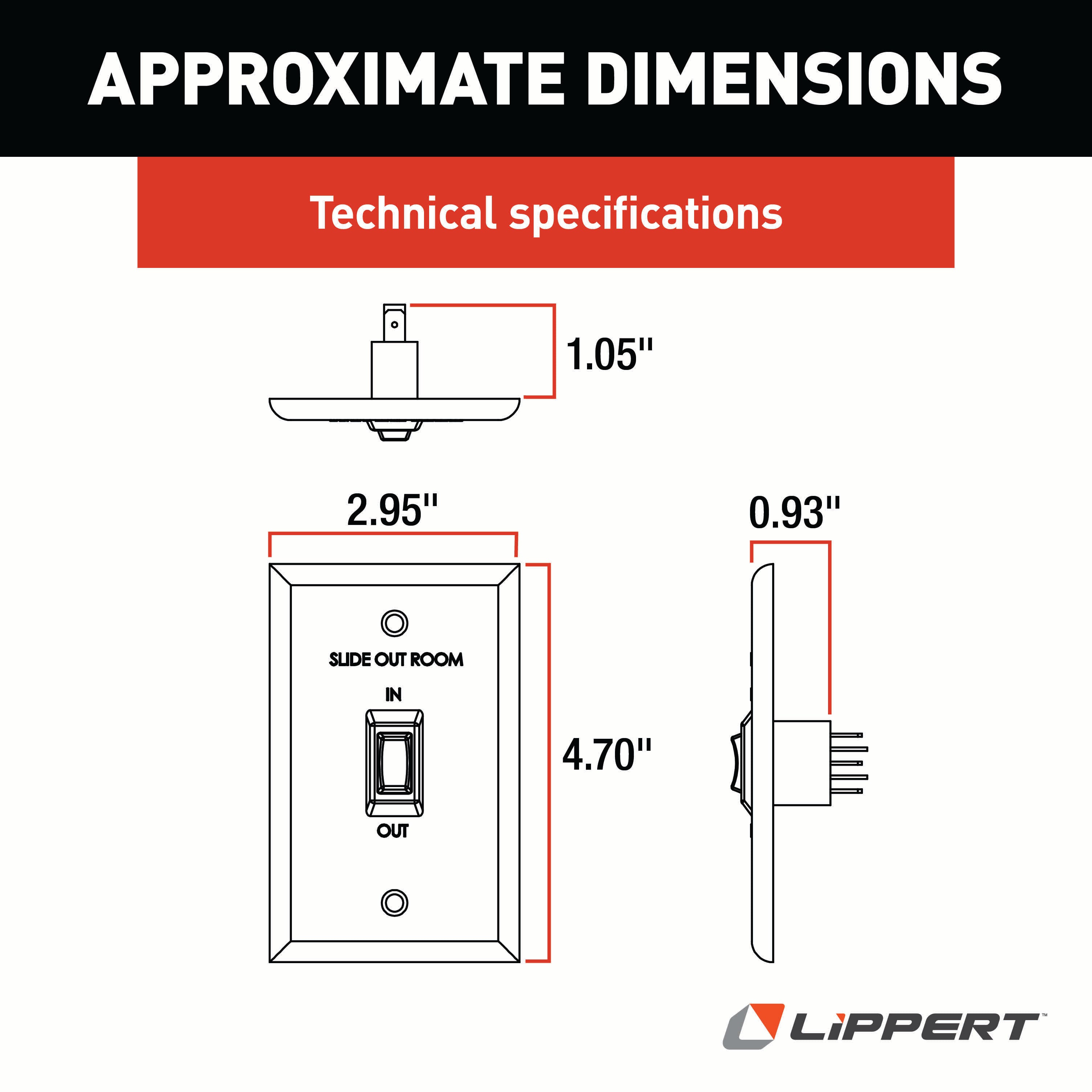 Lippert In-Wall Interior In/Out Switch For Rv Slide-Outs - White #120639 - Image 2