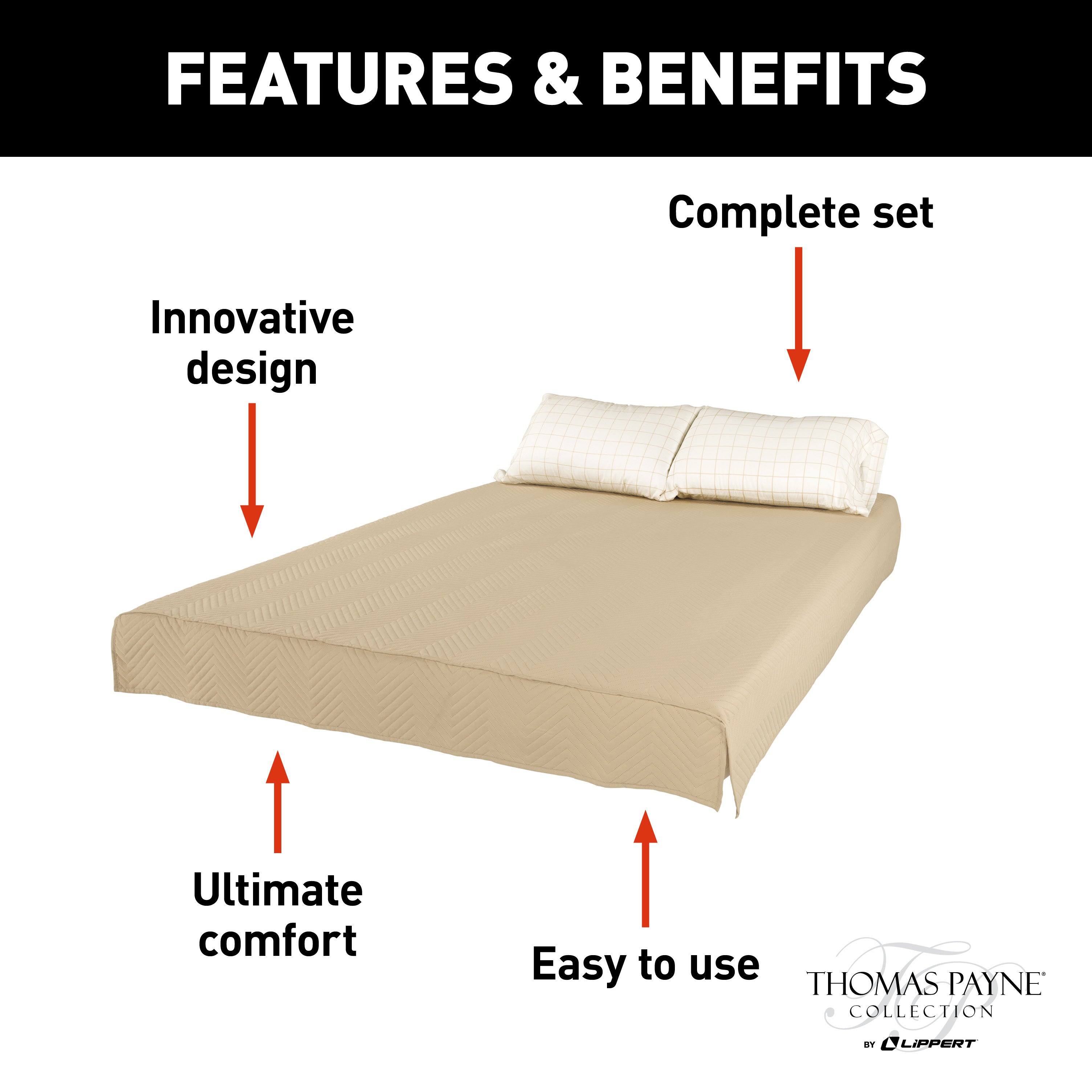 Thomas Payne Easy Zzzs Rv Bedding Set - Short Queen, Tan #2022107829 - Image 3