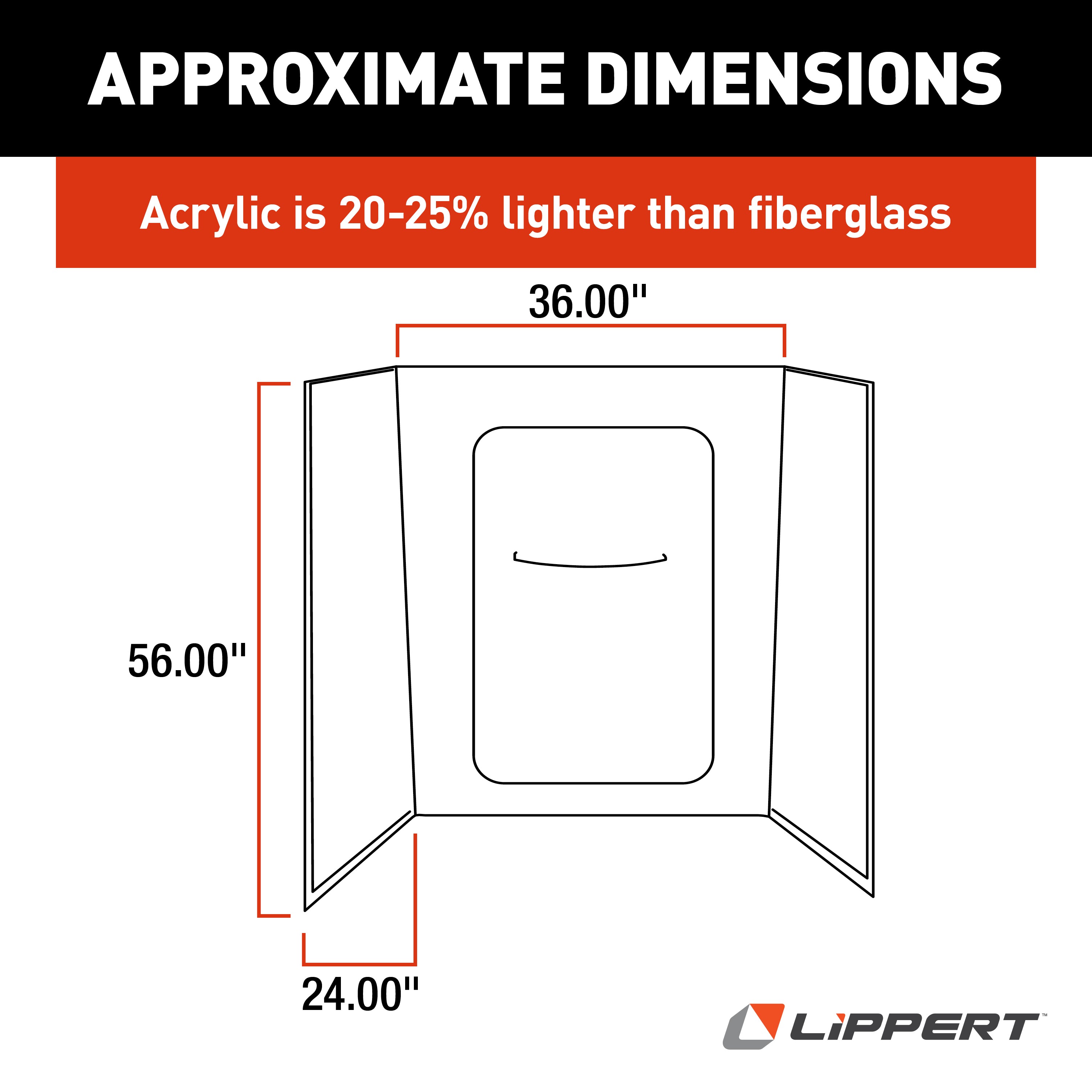 Lippert Bathtub Wall Surround - 24" X 36" X 56", White #Wpf243656Spk - Image 2