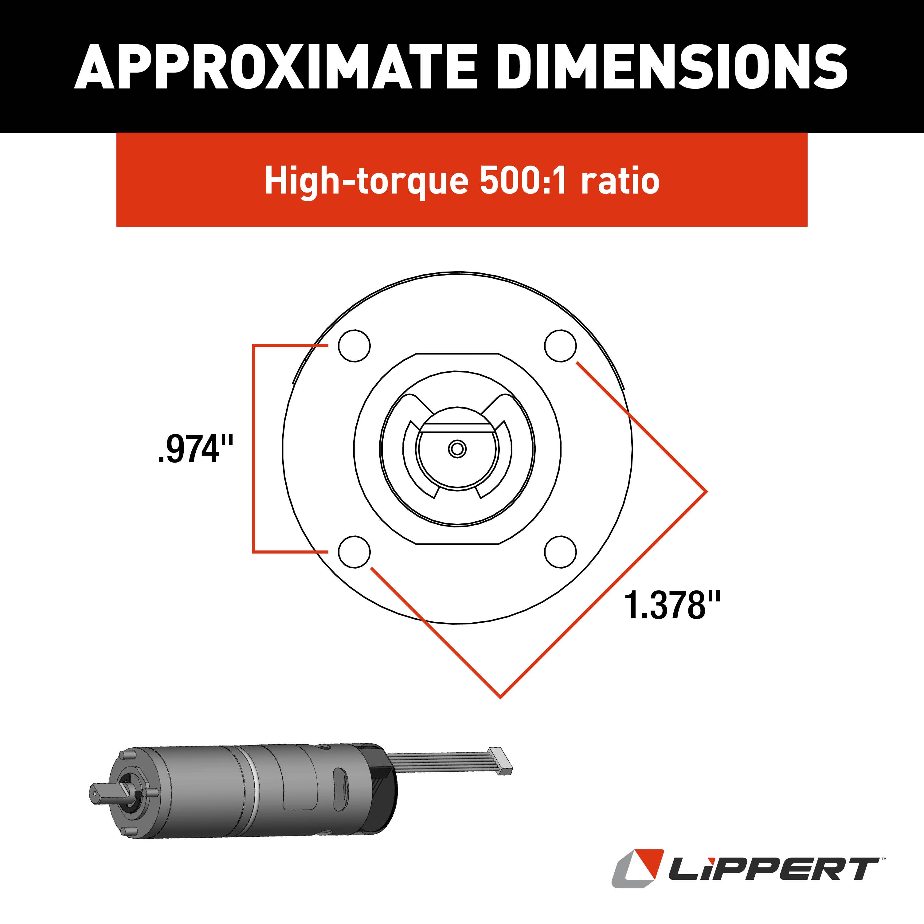 Lippert Replacement In-Wall Slide-Out High-Torque 500:1 Motor #287298 - Image 5
