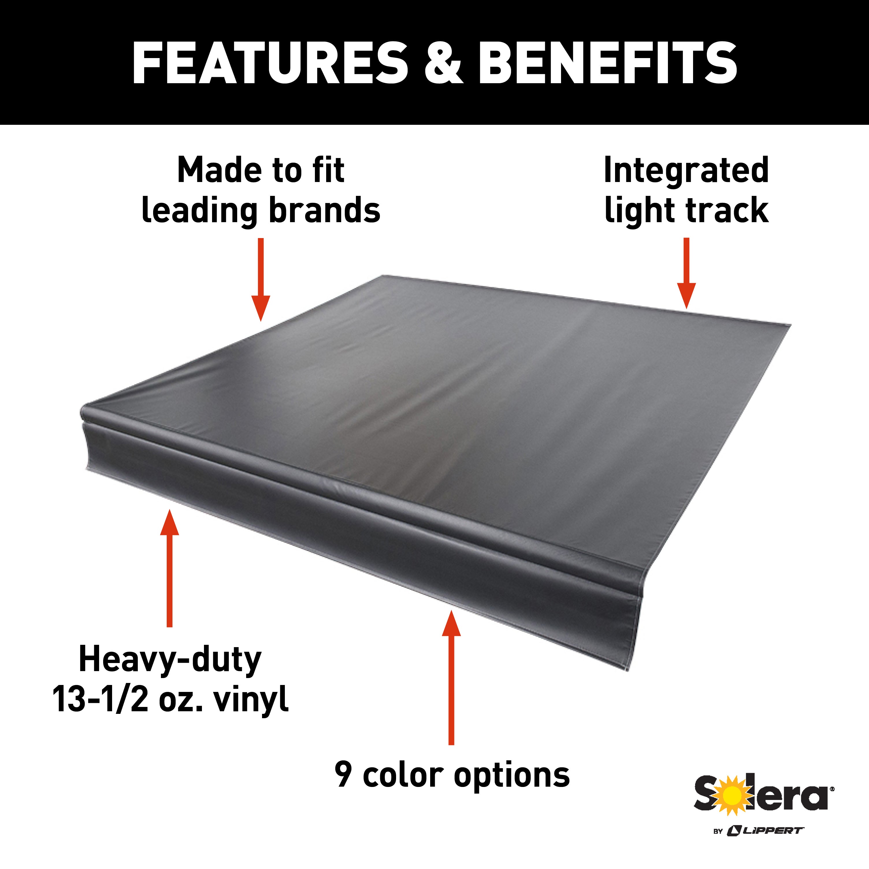 Solera Universal Vinyl Replacement Fabric For 21' Rv Awning - Solid Black #V000334448 - Image 2