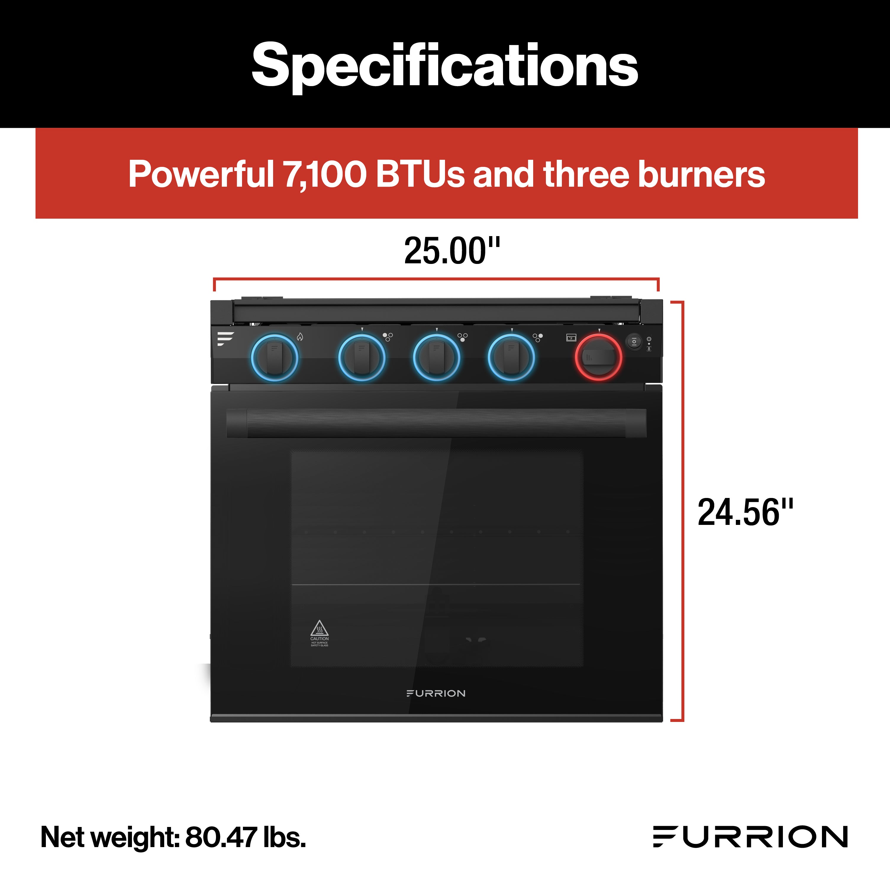 Furrion 2-In-1 Rv Gas Range Oven - 21" Black With Stainless Steel Handles #Fgr21G3A2-Bg - Image 4