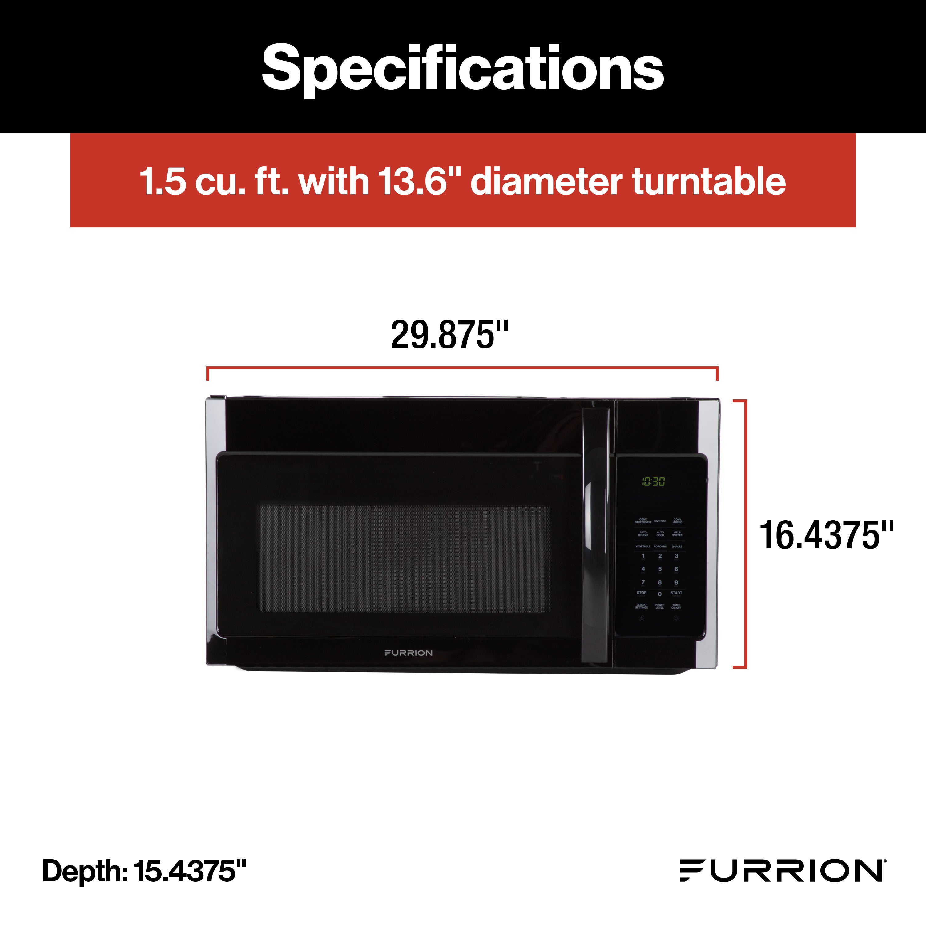 Furrion Over-The-Range Convection Rv Microwave Oven - 1.5 Cu. Ft., Black #Fmcm15A-Bl - Image 2
