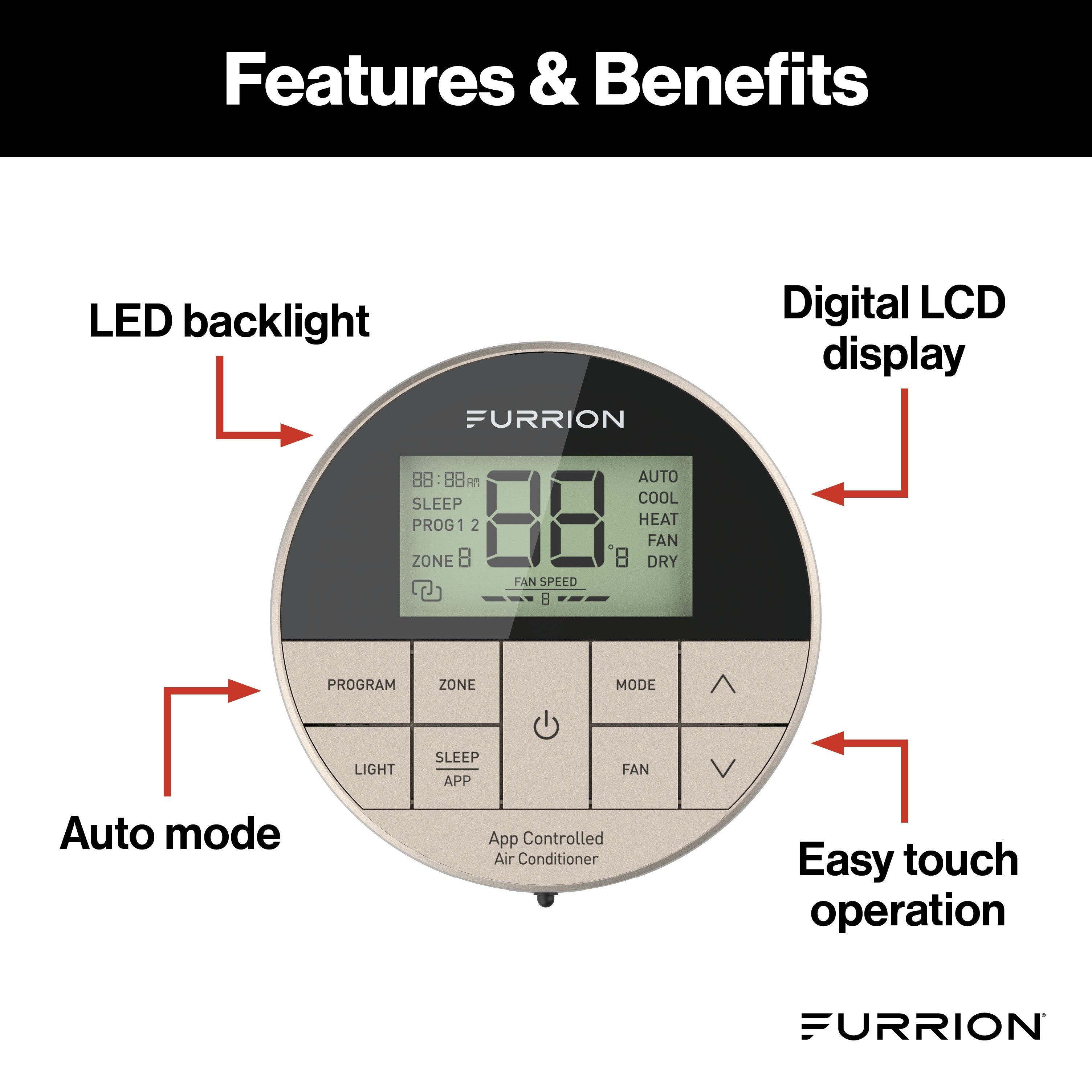 Furrion Chill Enhanced Multi-Zone Rv Wall Thermostat With App Control (R410A Refrigerant Compatible) #Facw12Apza - Image 2