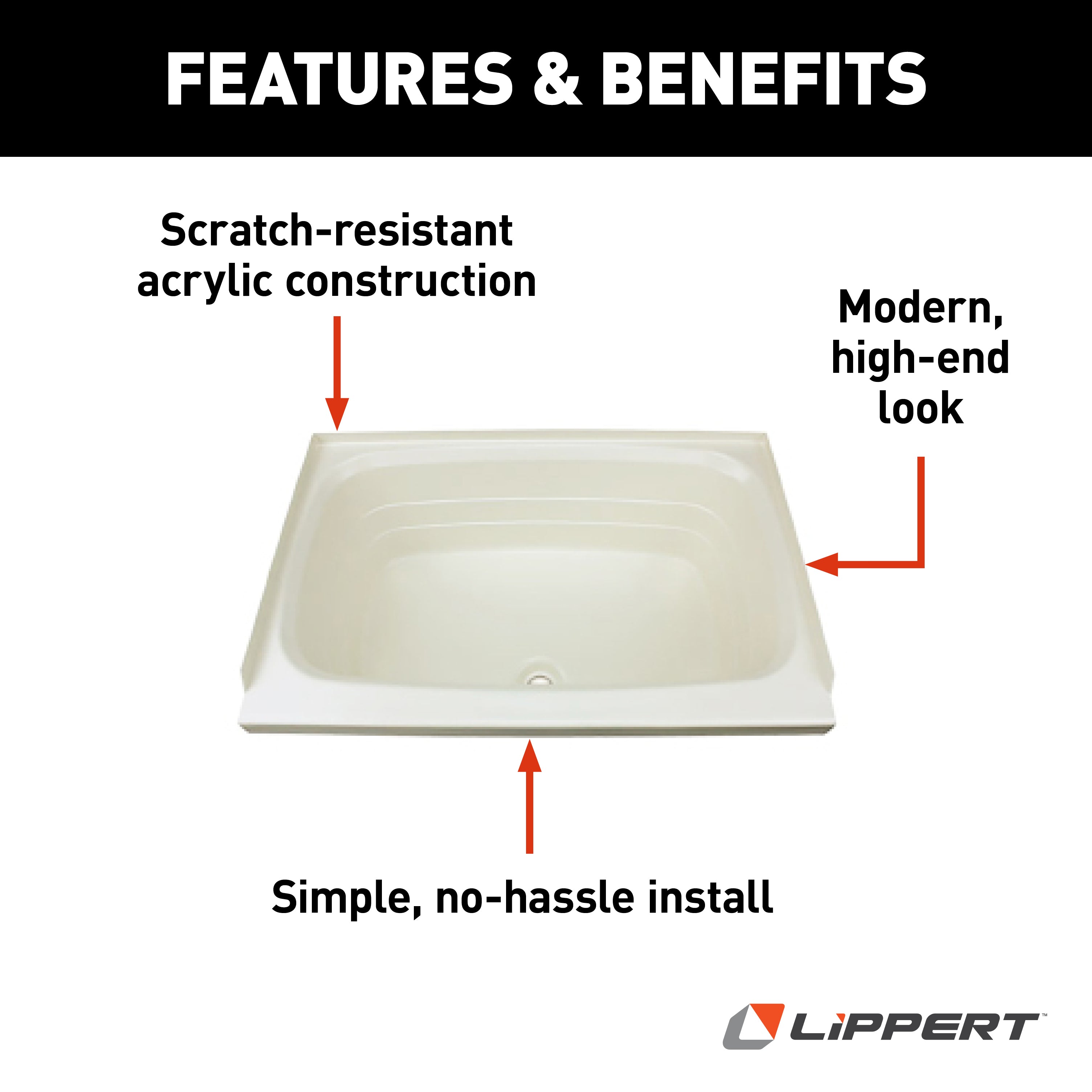 Lippert Bathtub With Center Drain - 24" X 38", Parchment #P2438Cdspk - Image 3