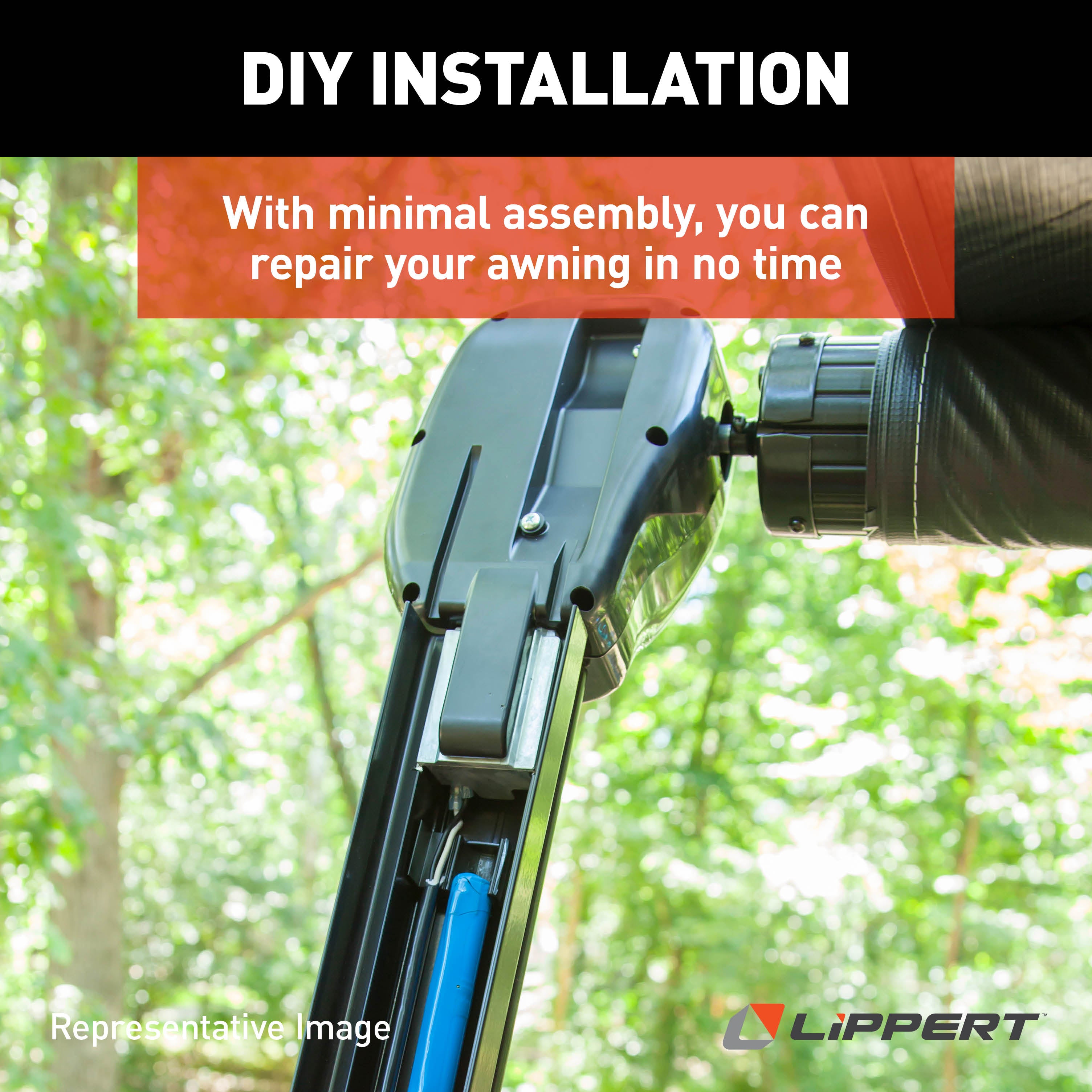 Solera Manual Crank Style Awning Drive Head Front Cover - Black #351832 - Image 4