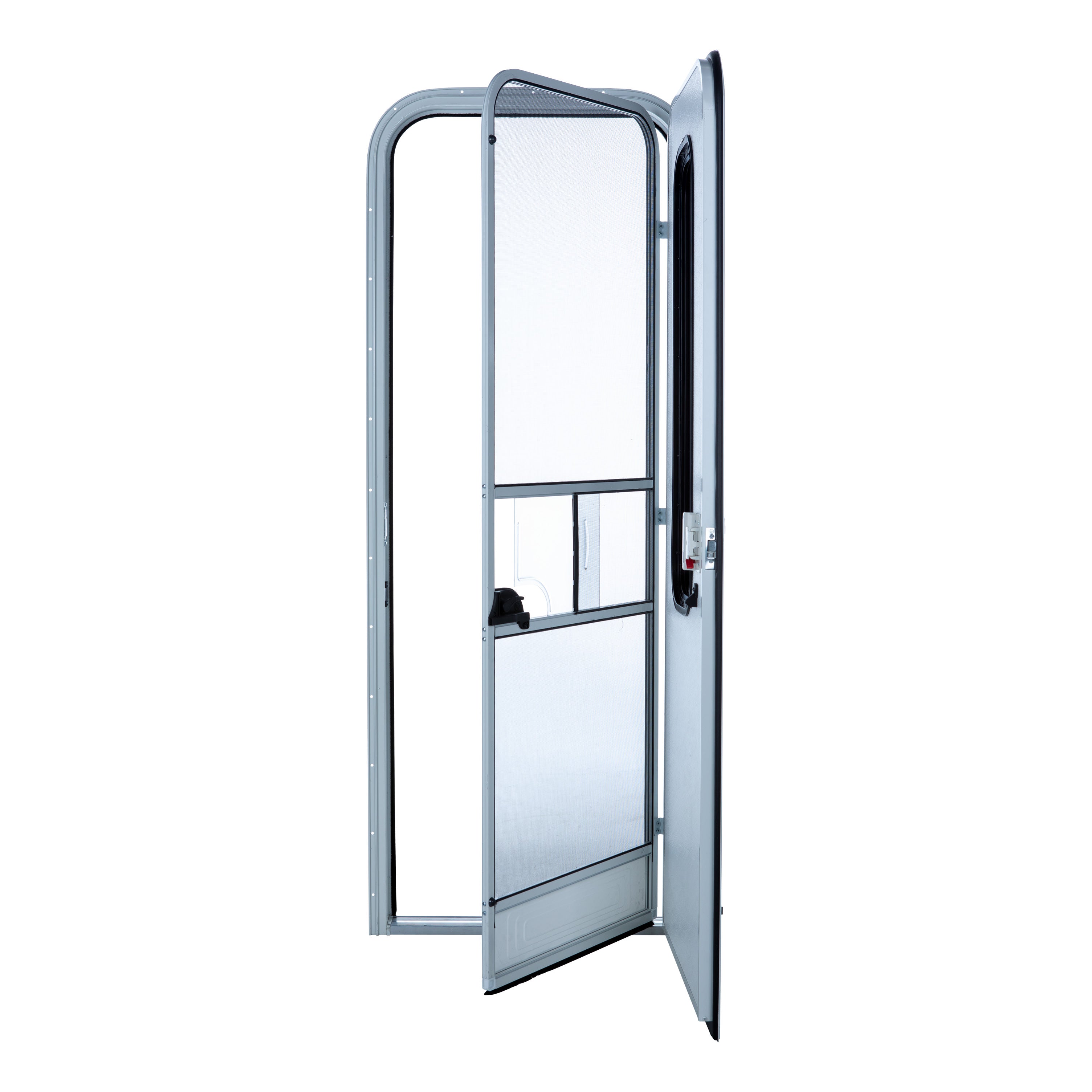 Lippert - Right Hinge Upgraded Rv Radius Entry Door With Screen Door - 24" X 72" (Polar White) - Image 2