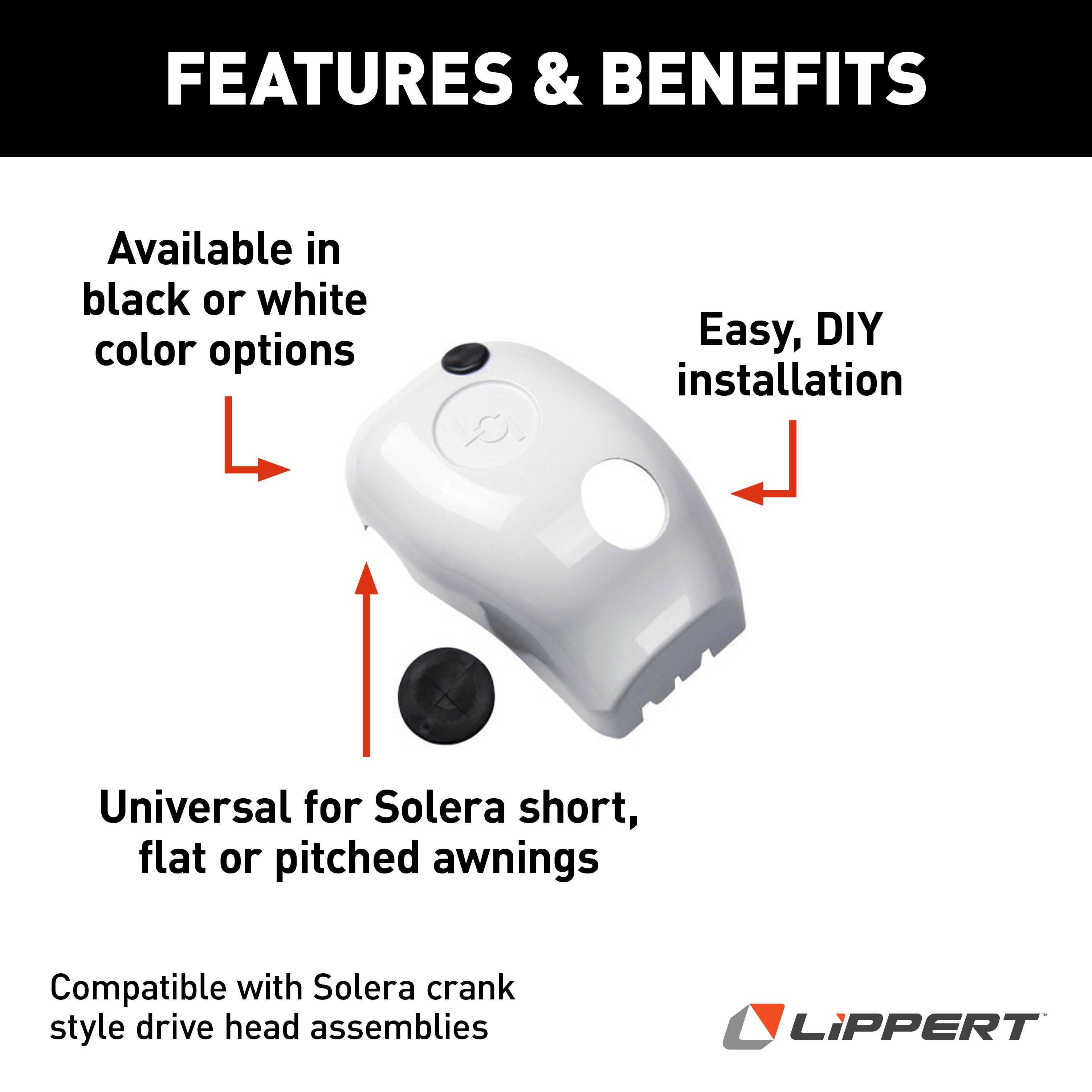 Solera Manual Crank Style Awning Drive Head Front Cover - White #351831 - Image 2