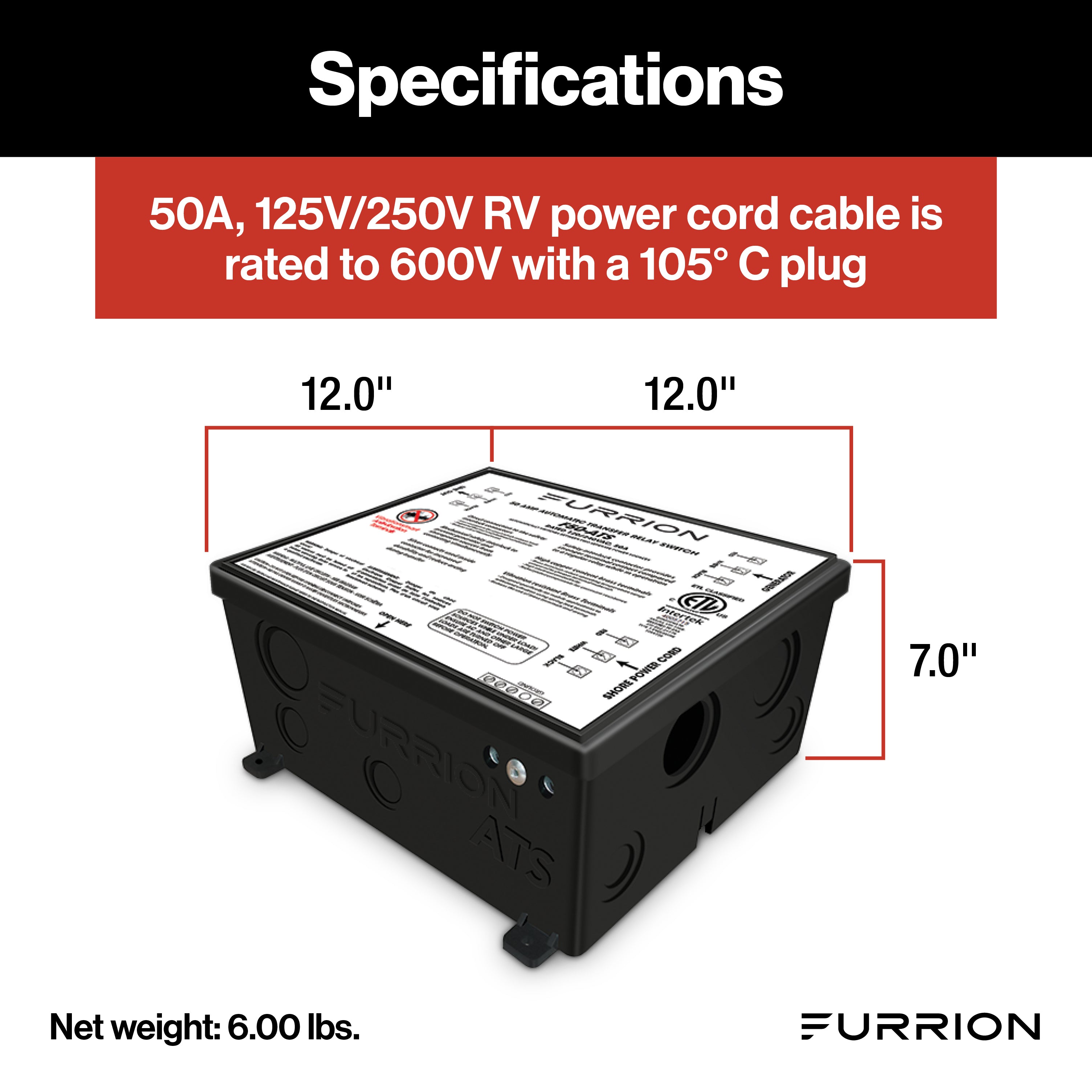 Furrion Transfer Switch - 50A, 125/250V #F50-Ats - Image 2