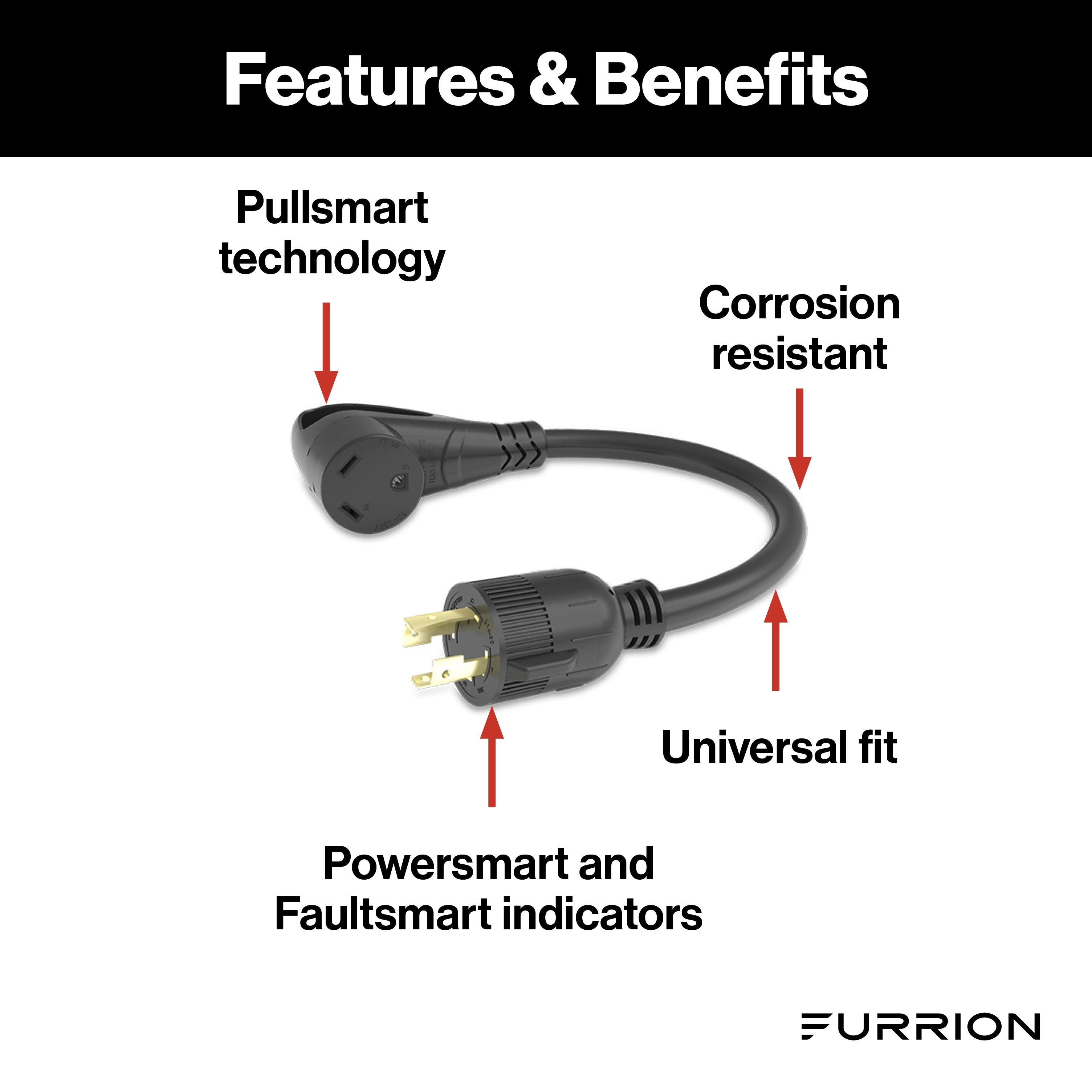 Furrion Pigtail Adapter - 30A Connector To 30A 4-Prong Plug, Black #Fp31Gen4R-Sb - Image 2