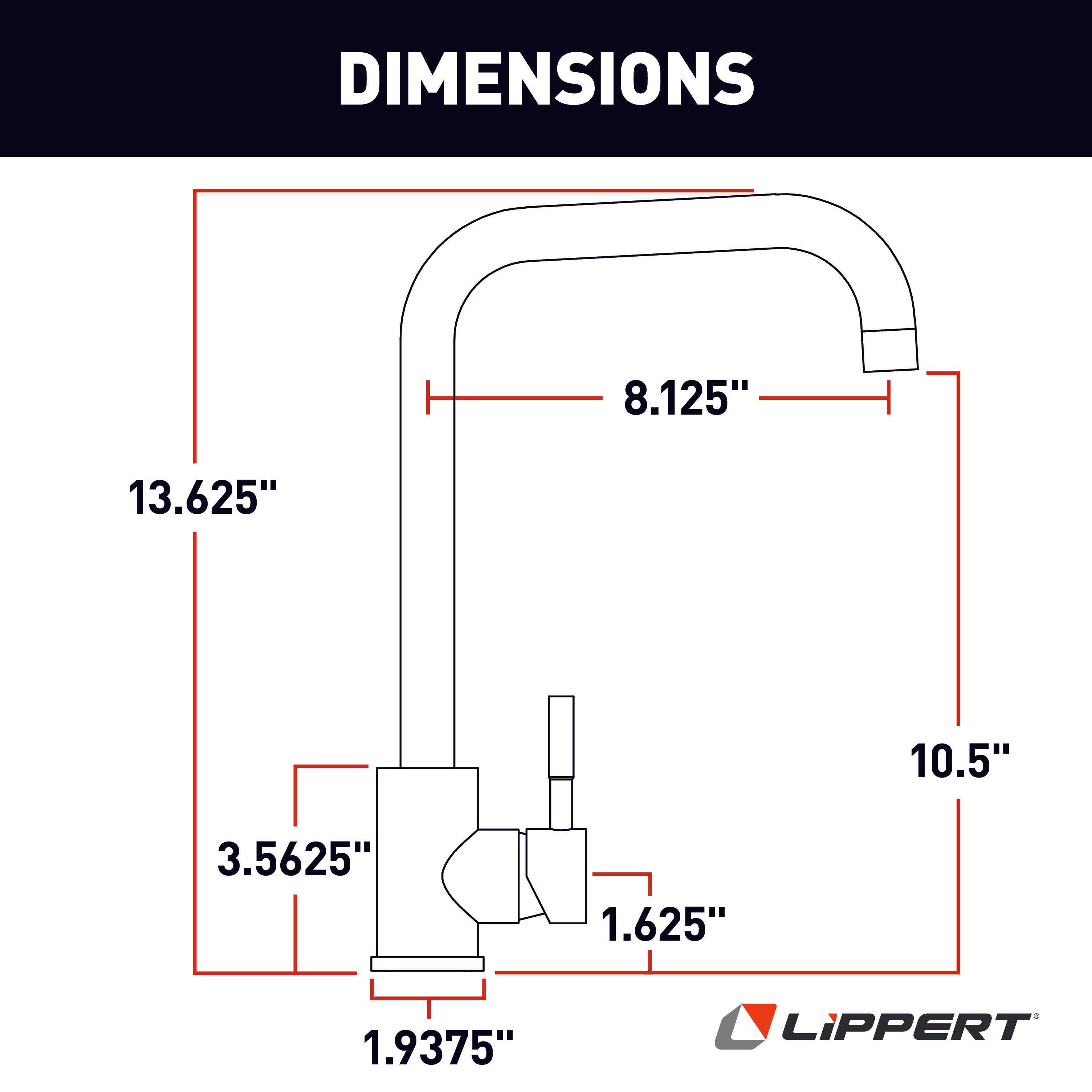 Lippert - Square Gooseneck Faucet - Stainless Steel - Image 2