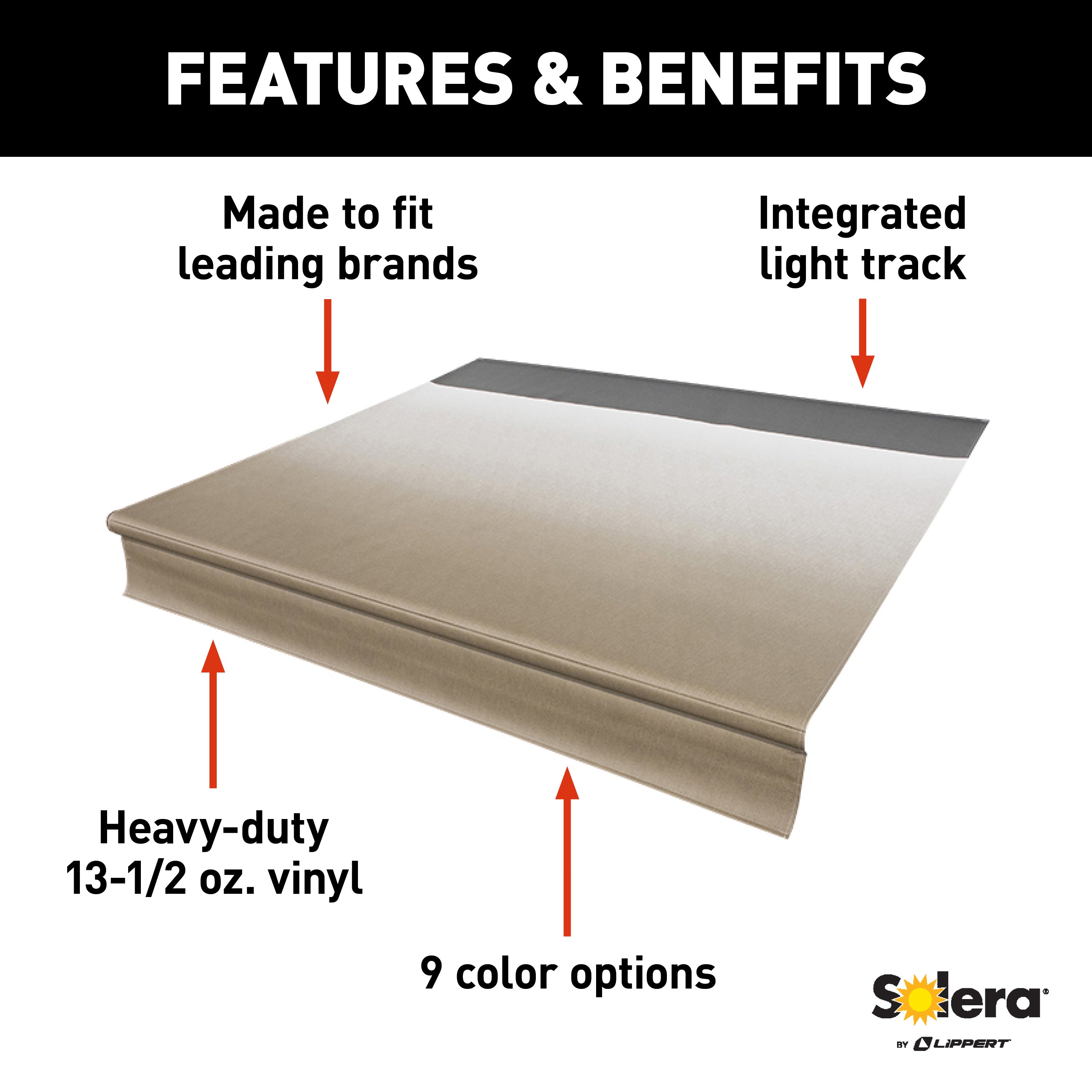 Solera Universal Vinyl Replacement Fabric For 15' Rv Awning - Sand Fade (Black When Closed) #V000334387 - Image 2