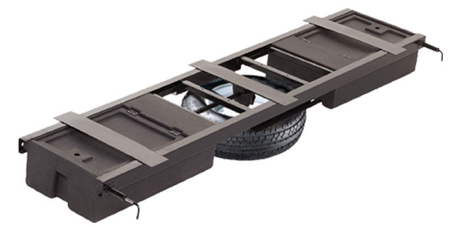 Lippert Rv Underchassis Standard Double Bin Storage System With Spare Tire Carrier - 99.5" X 21.5" #125460 - Image 1