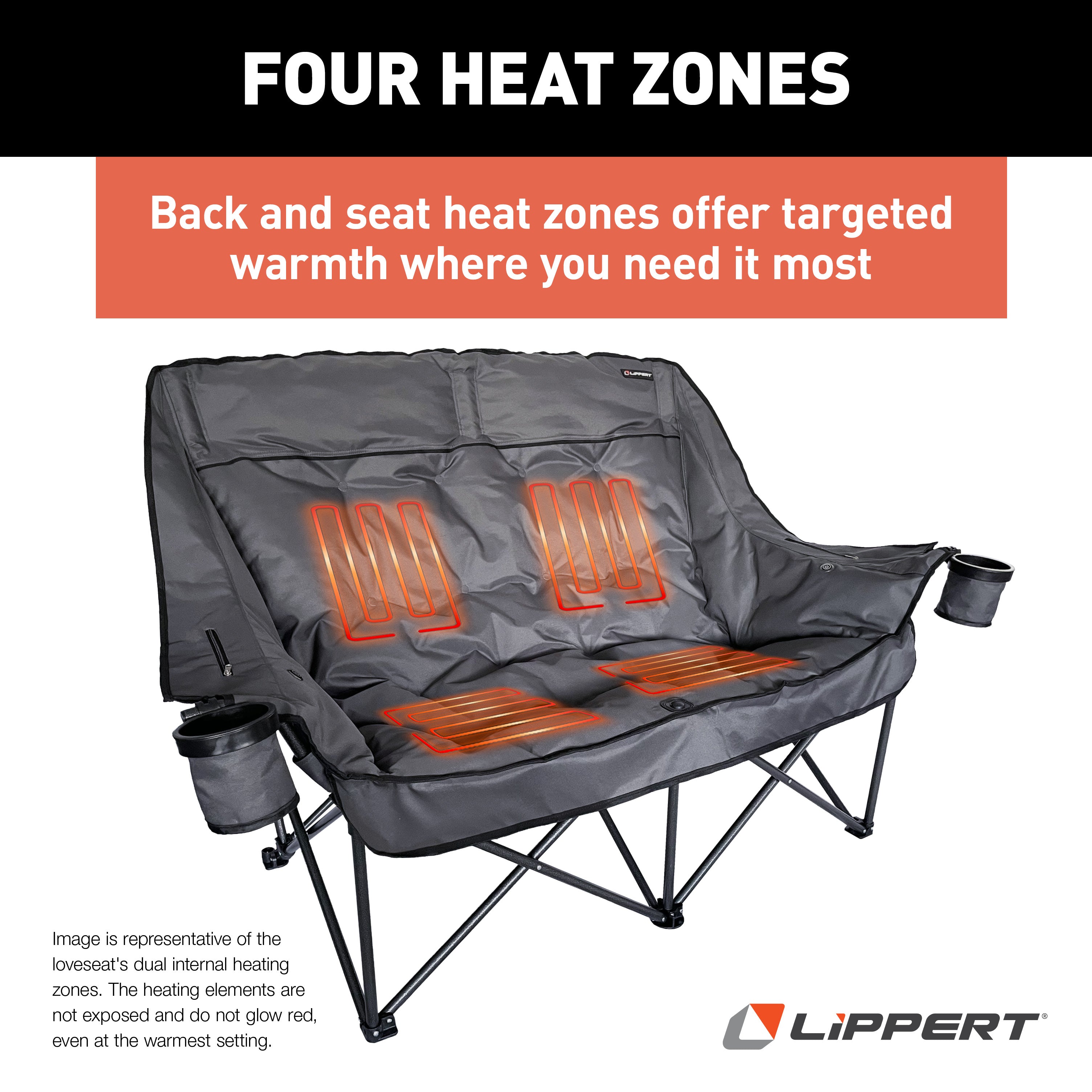 Lippert Big Bear Heated Folding Loveseat - Dark Grey #2024043335 - Image 4