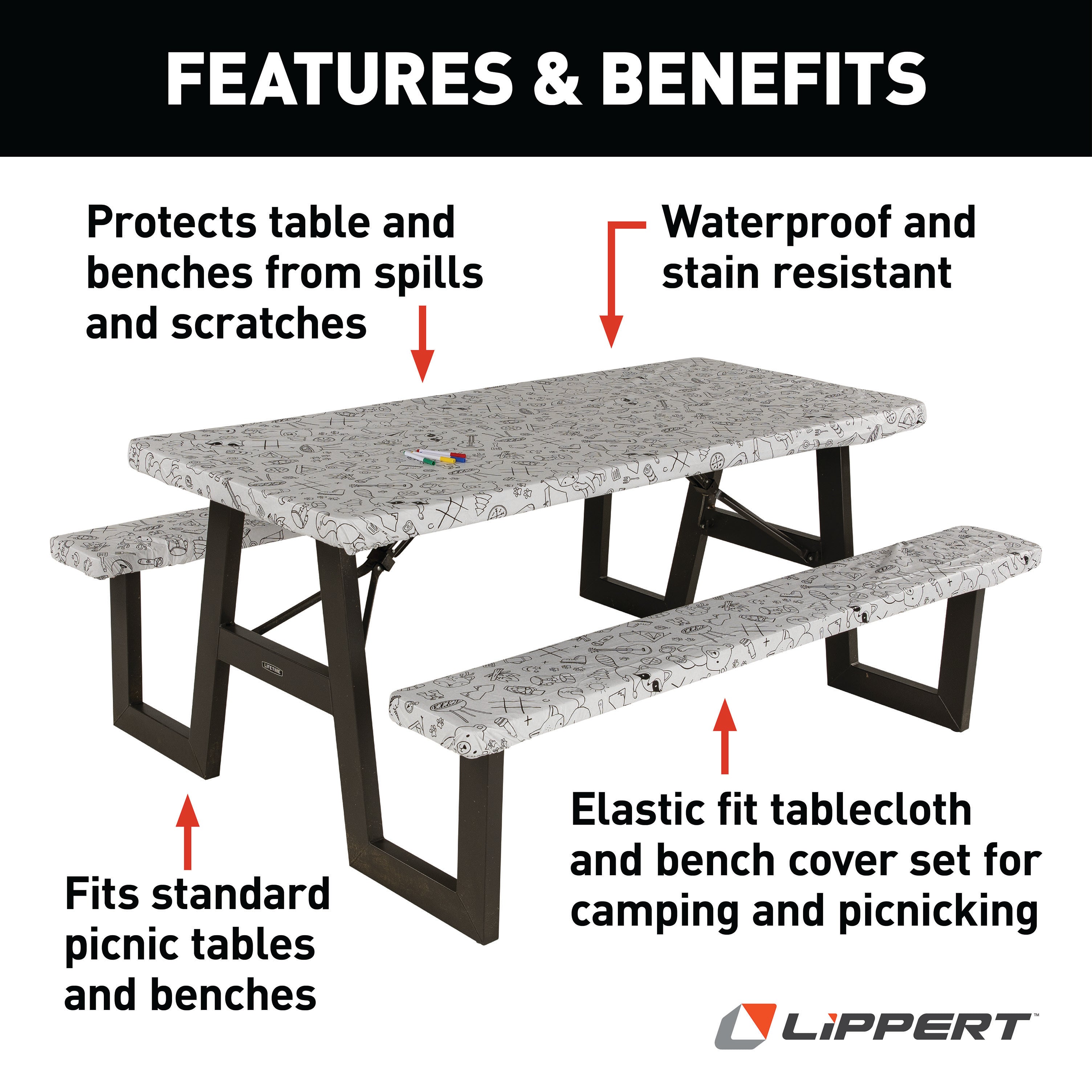 Lippert Vinyl Tablecloth With Bench Covers - Color Escape #2023051696 - Image 2