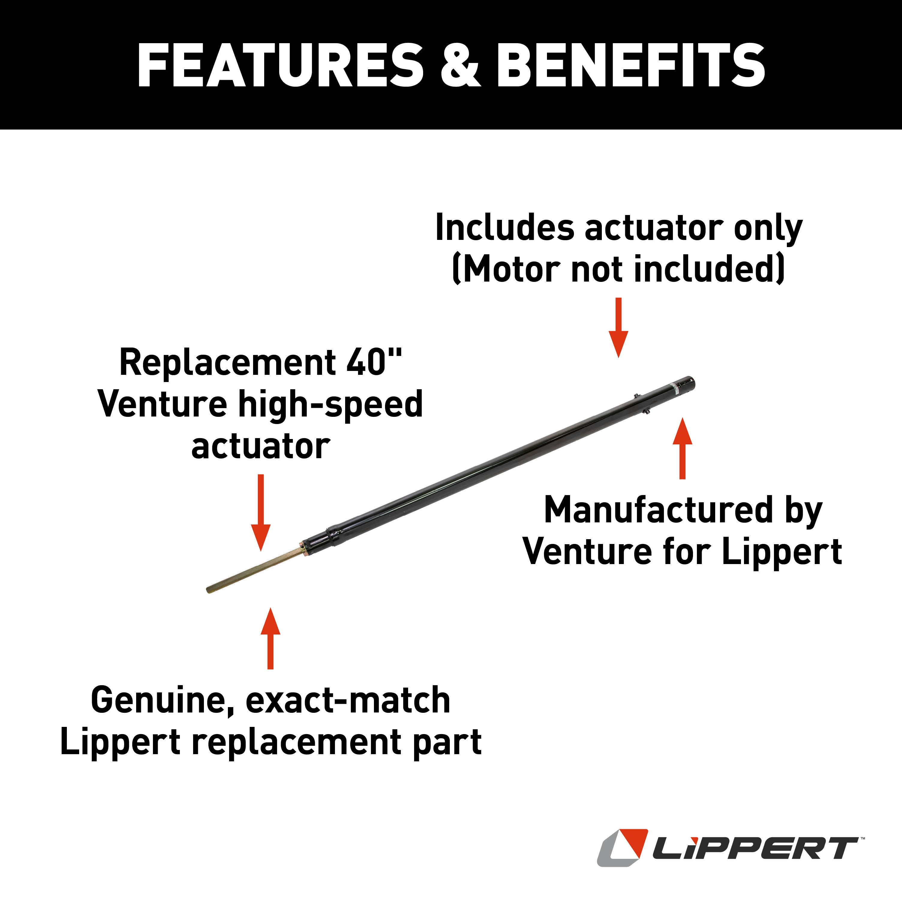 Lippert Venture Replacement 40" Through-Frame Slide-Out Room High-Speed Actuator #145595 - Image 3