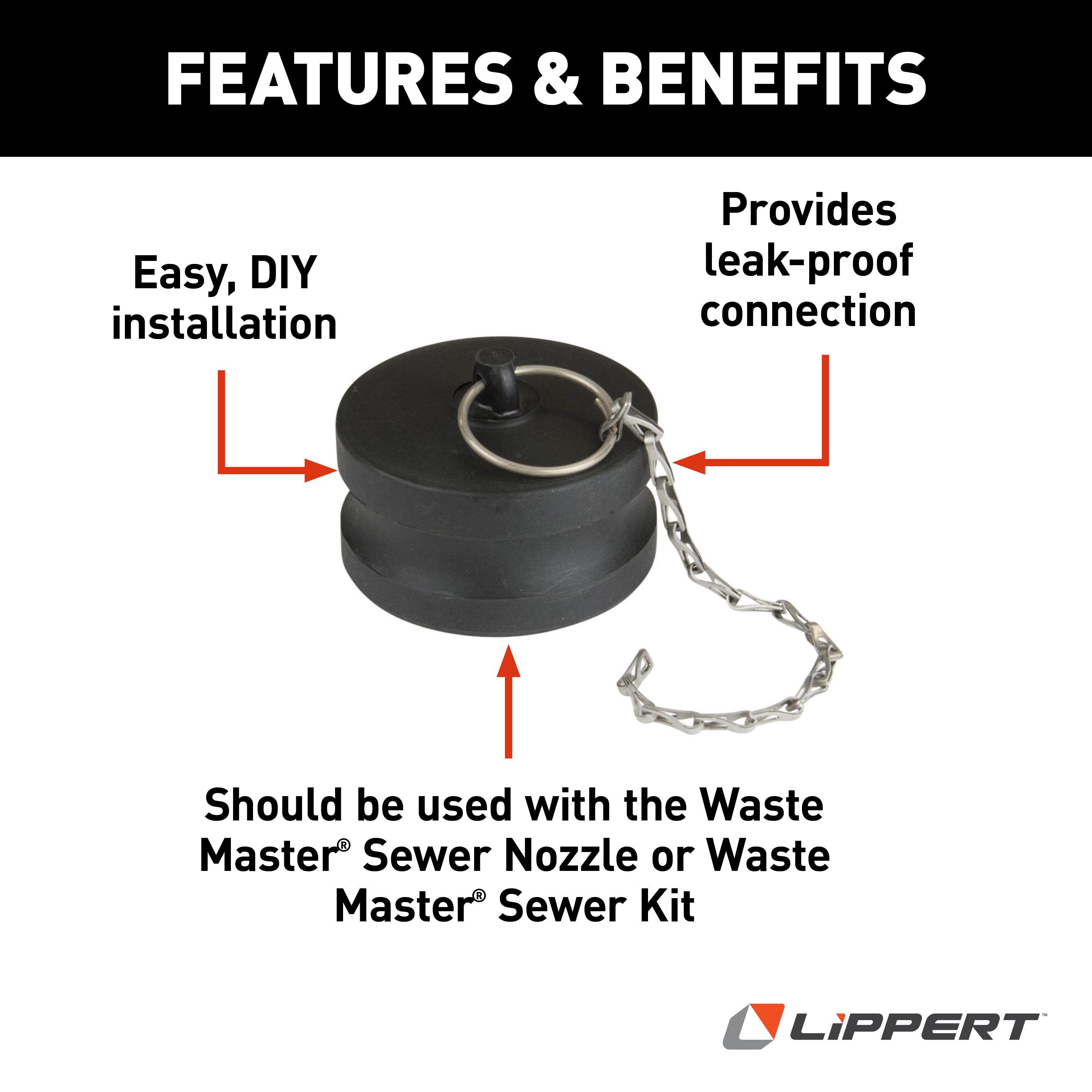 Lippert Waste Master Replacement Cap For Cam Lock Connector On Rv Sewer Hose #359954 - Image 3