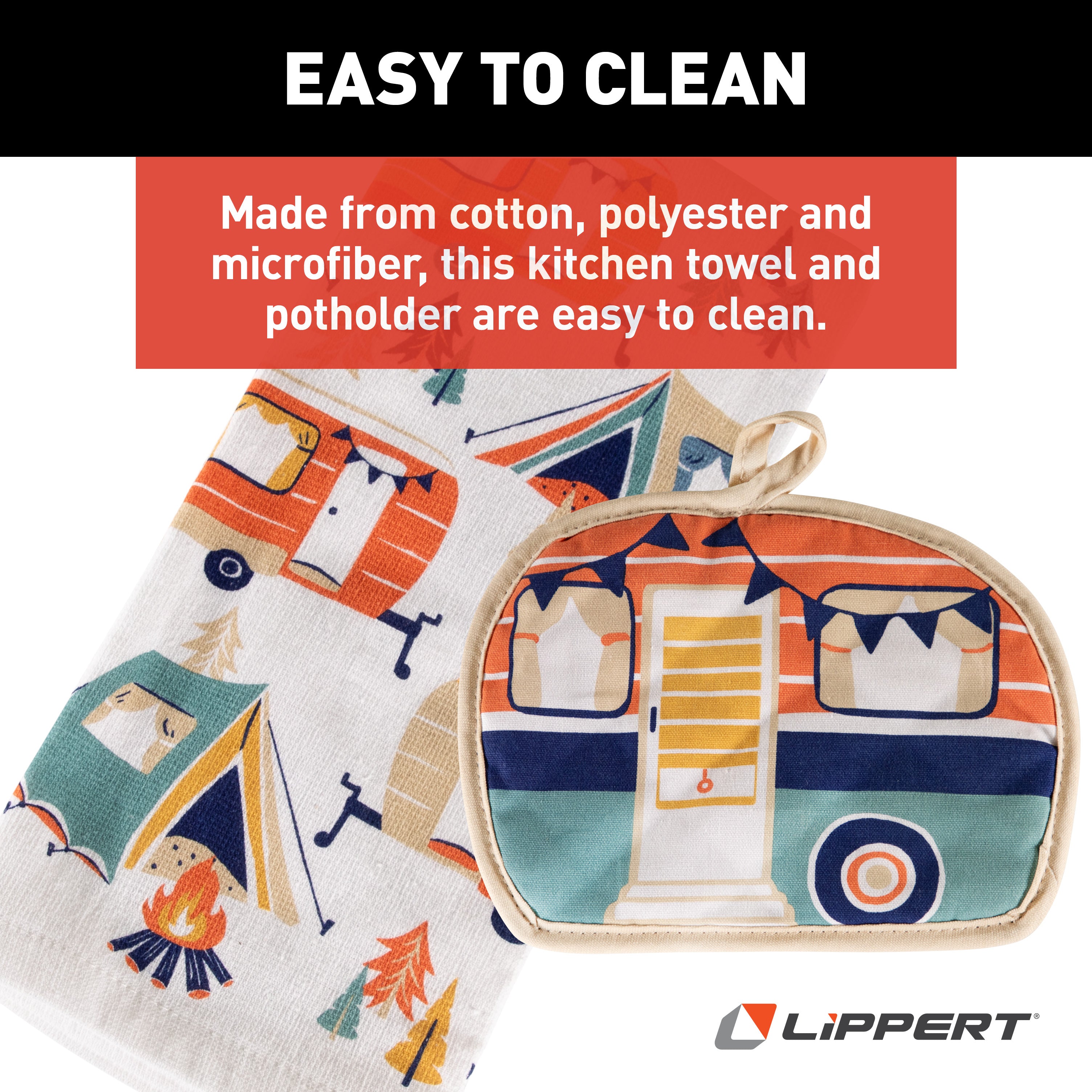 Lippert Kitchen Towel & Potholder Set - Camp Print, 2 Pieces #2023051697 - Image 3