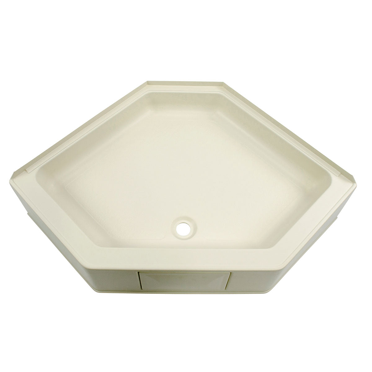 Lippert - Neo Angle Shower Pan With Center Drain And 9.5" Apron; 34" X 34" (Parchment) - Image 1