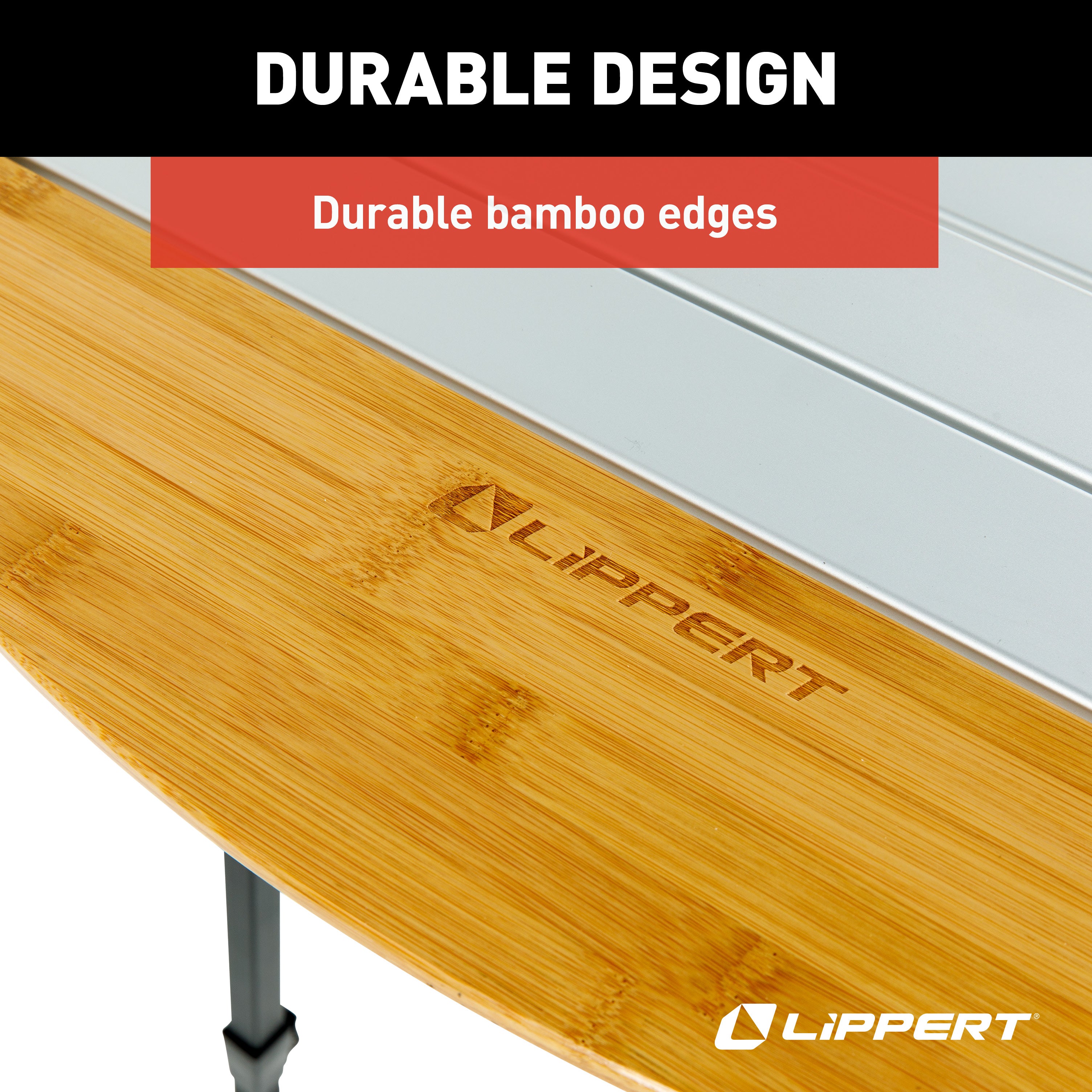 Lippert Roll Top Camping Table - Bamboo & Hammer Grey #2023053727 - Image 4