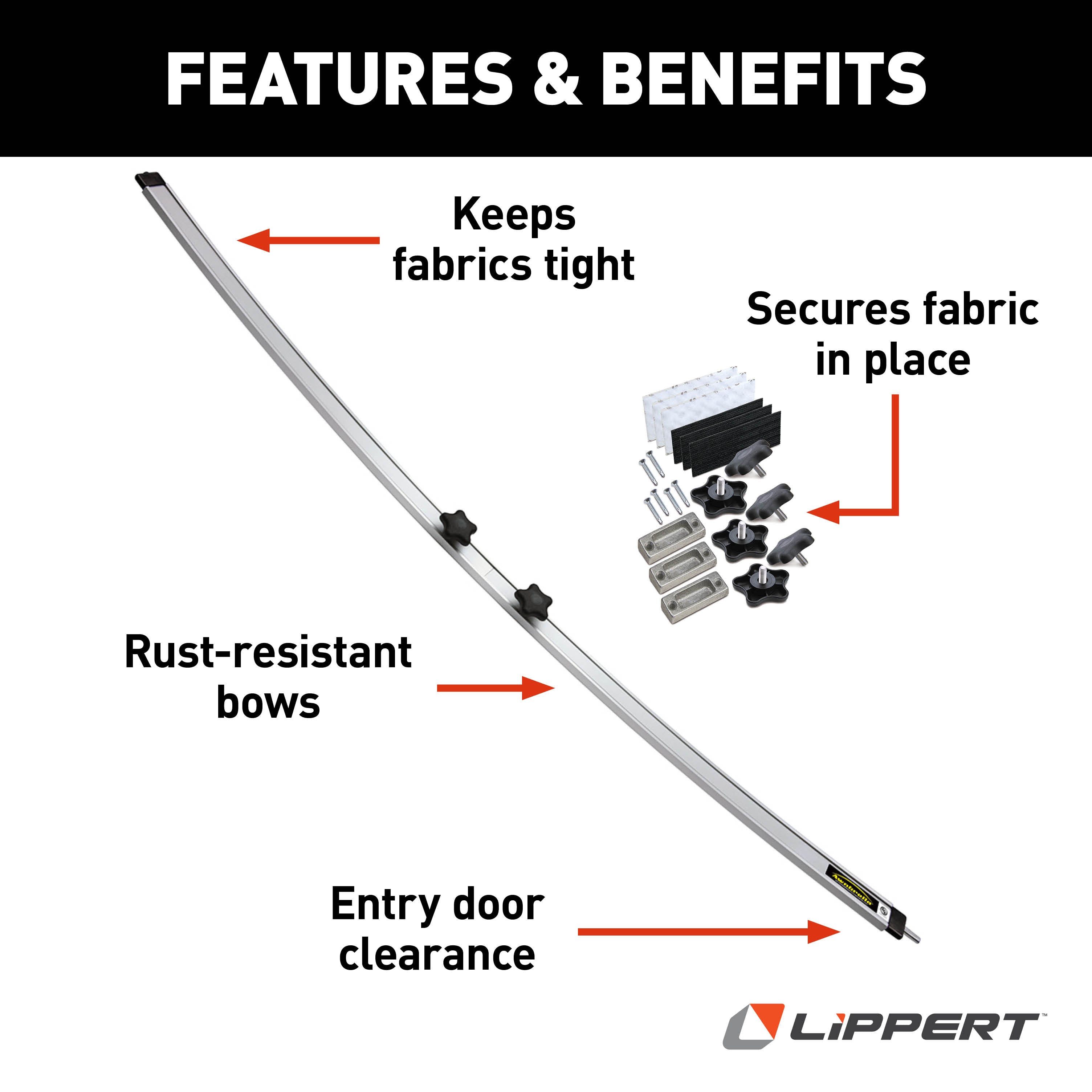 Solera 10' Awnbrella Fabric Support Kit - 3 Bows #362239 - Image 2