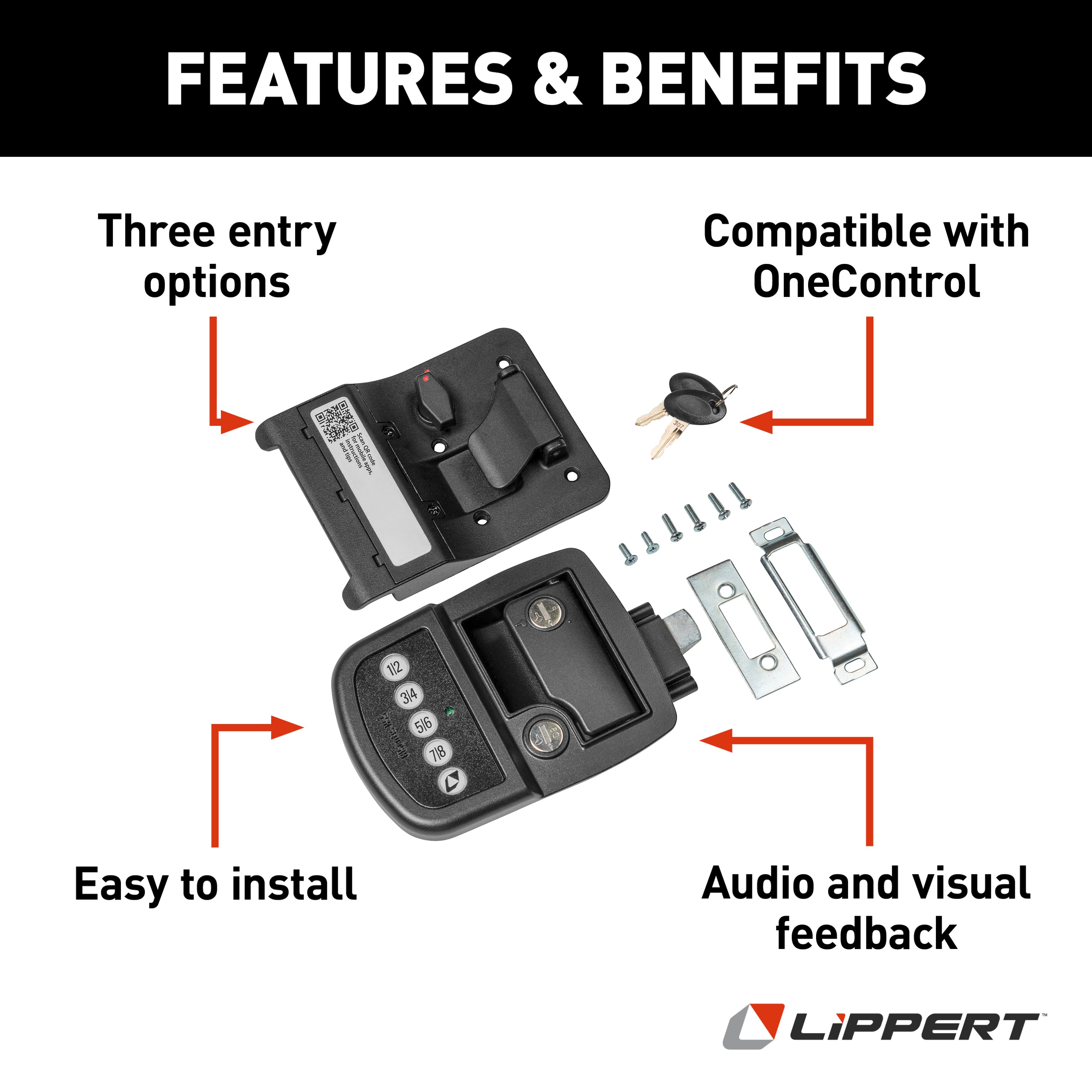 Lippert Keyless Rv Door Lock With Bluetooth - Left - Image 2