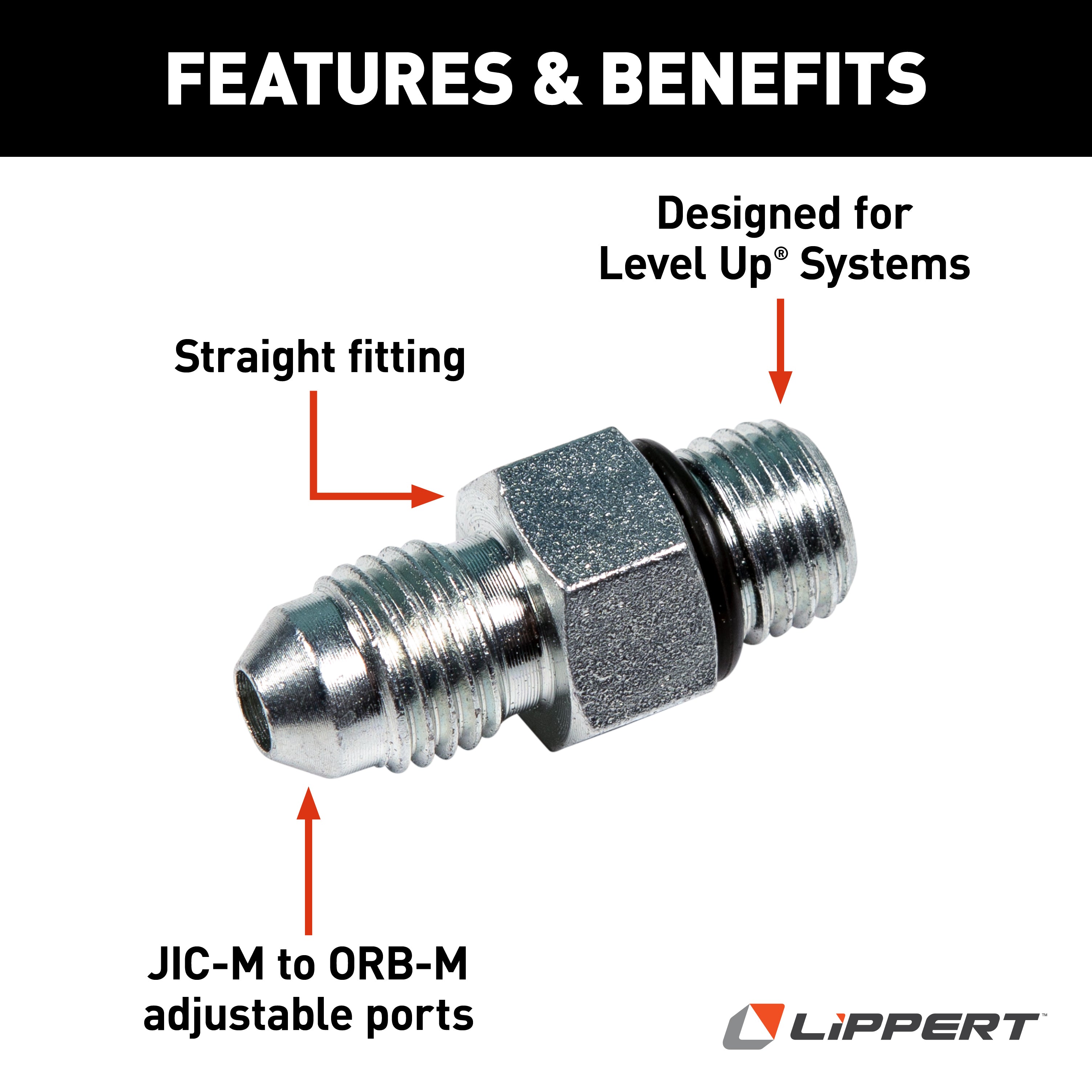 Lippert 1/4" Straight Hydraulic Leveling System Fitting #6400-04-04 - Image 3